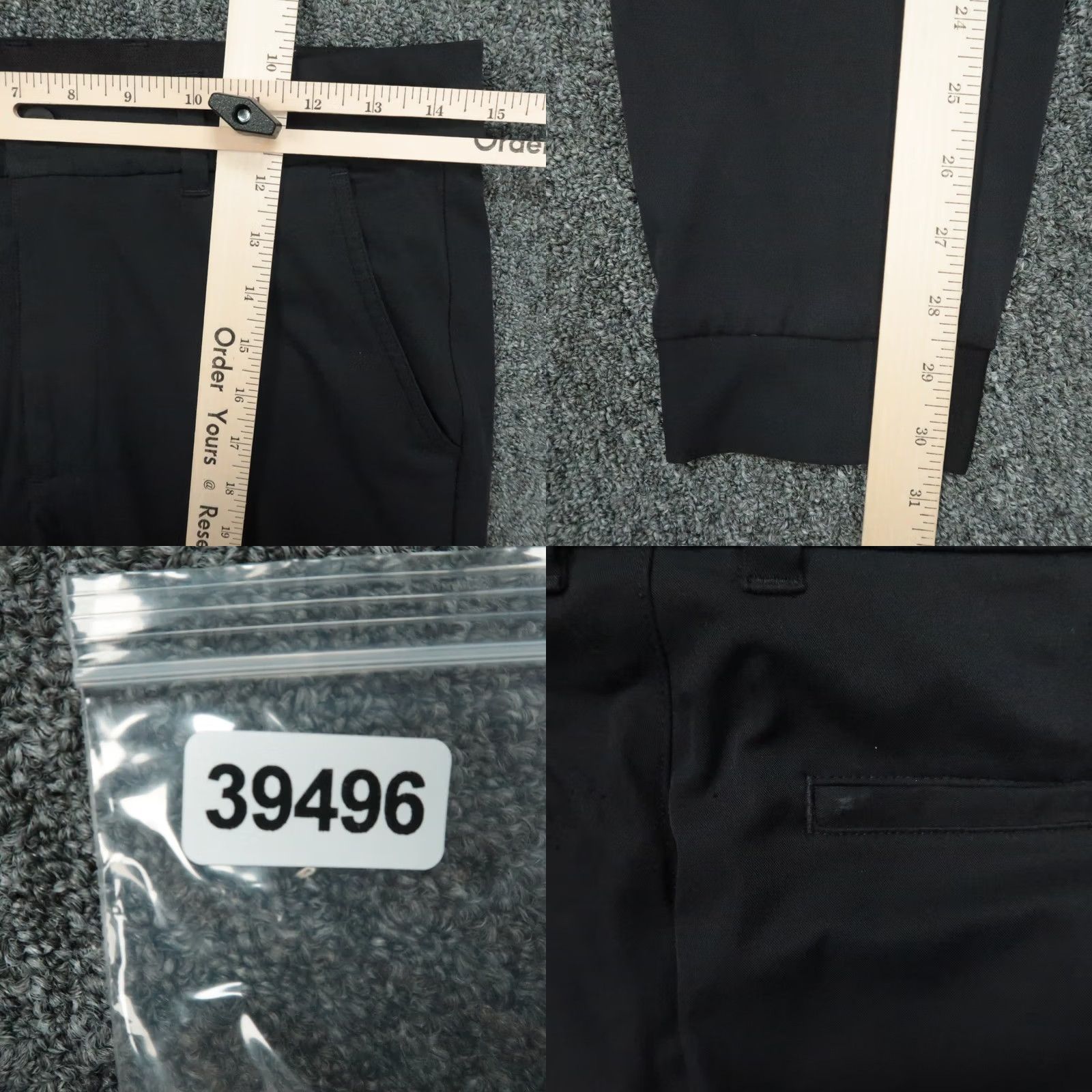 Vintage Good Good Golf Pants Mens 30x31 Black Chino Flat Front Stretch Pockets Tapered Regular Size 30 Inseam 31 Zip Button Front Back Pockets Size US 30 / EU 46 - 8 Thumbnail