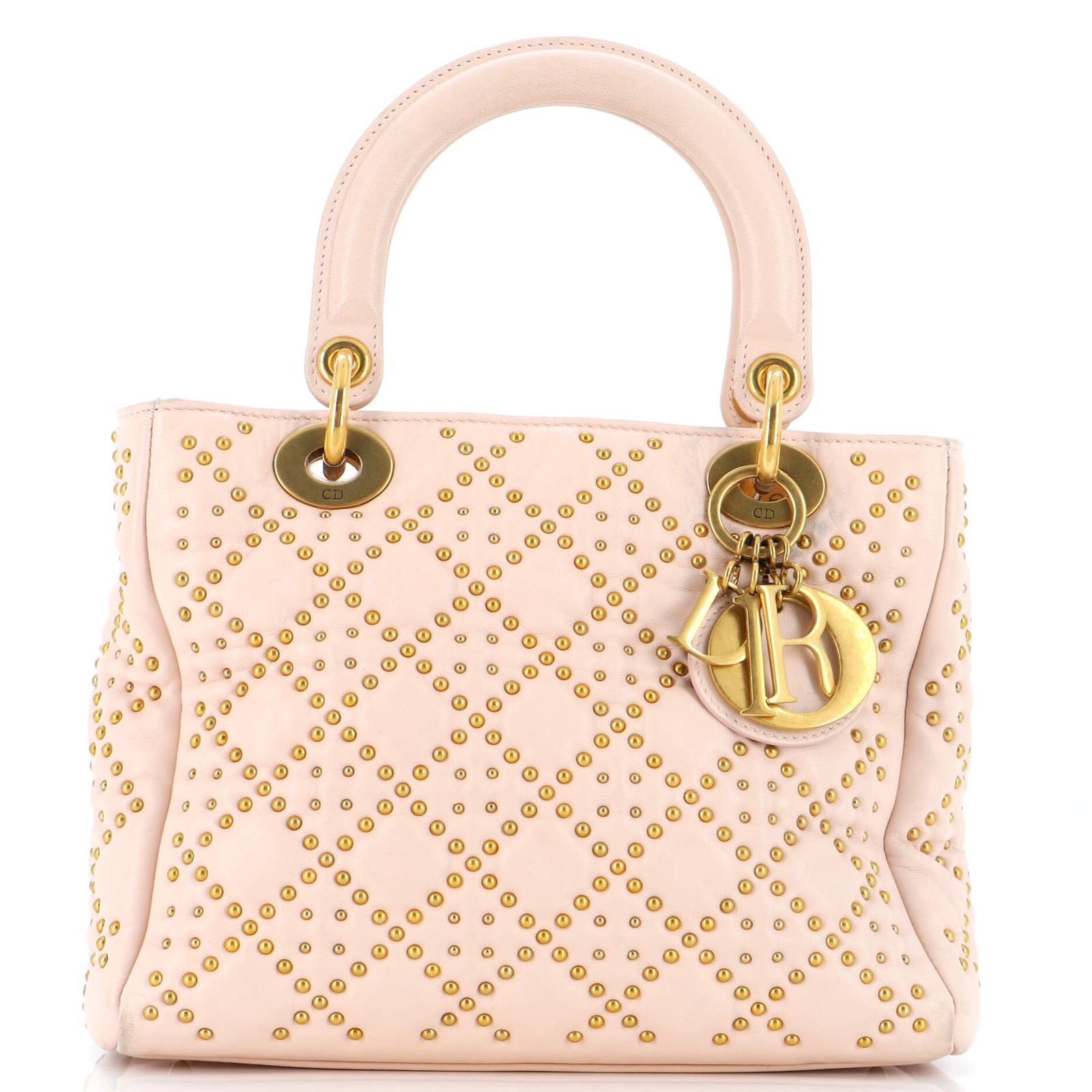 image of Supple Lady Dior Bag Cannage Studded Lambskin Medium in Pink, Women's