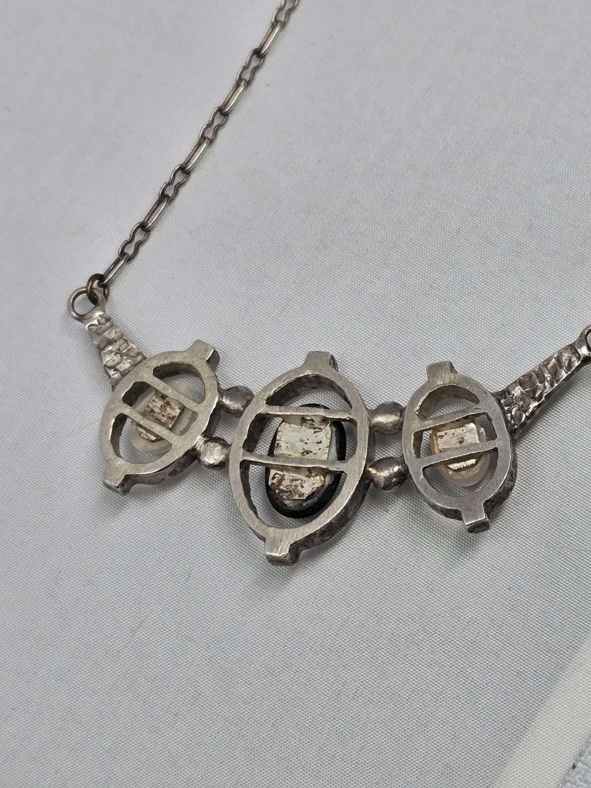 Quartersnacks Antique Art Deco Sterling Necklace-Quartz/Amethyst Cabochons Size ONE SIZE - 4 Thumbnail