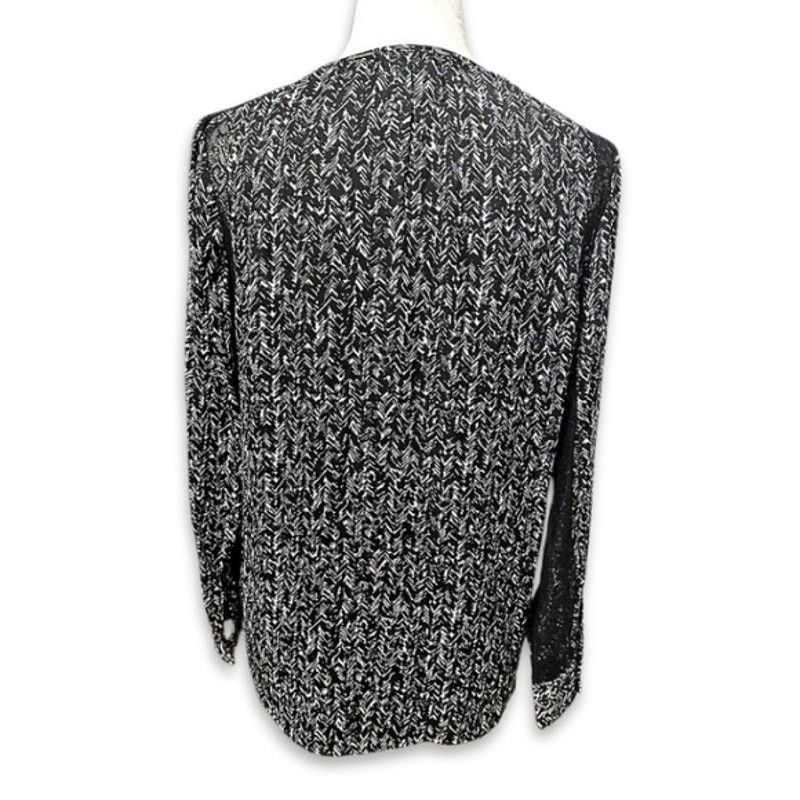 Other Ellen Tracy Blouse Abstract Long Sleeve Sheer Black/White S Size S / US 4 / IT 40 - 5 Thumbnail