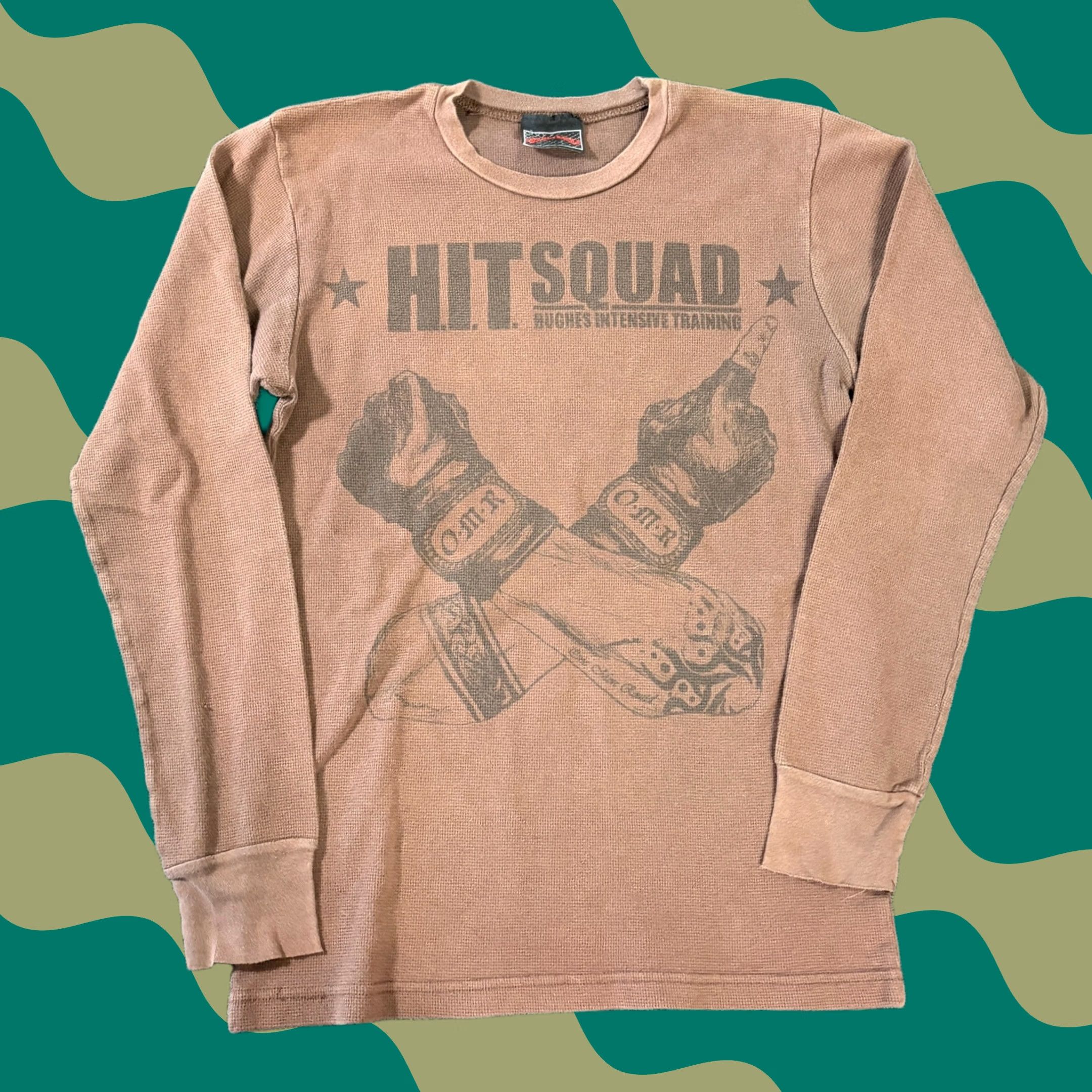 Vintage VINTAGE Y2K Hit Squad Brown Grunge Waffle Knit Thermal Longsleeve Men M Medium Mens Size US M / EU 48-50 / 2 - 1 Thumbnail