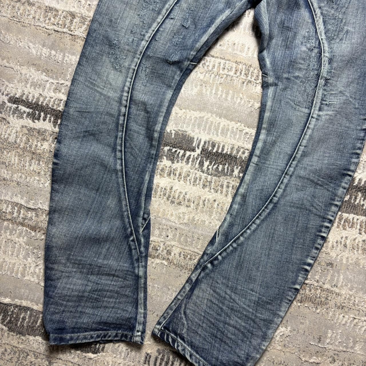 Japanese Brand 00s Washed Embroidered Jeans Blue 34" Size US 34 / EU 50 - 3 Thumbnail