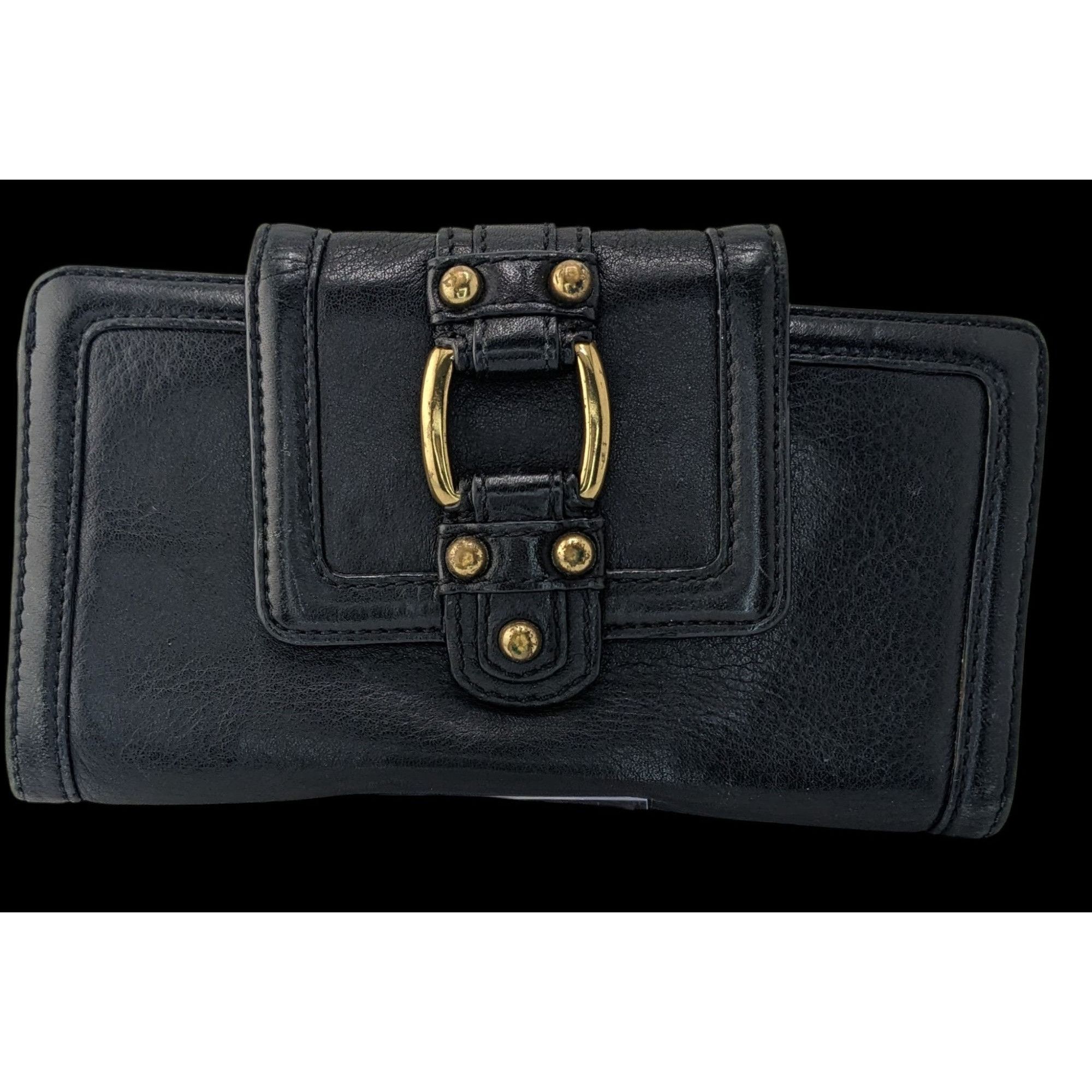 Banana Republic Vintage 90s Banana Republic Black Leather Wallet W/ Gold Har Size ONE SIZE - 1 Thumbnail