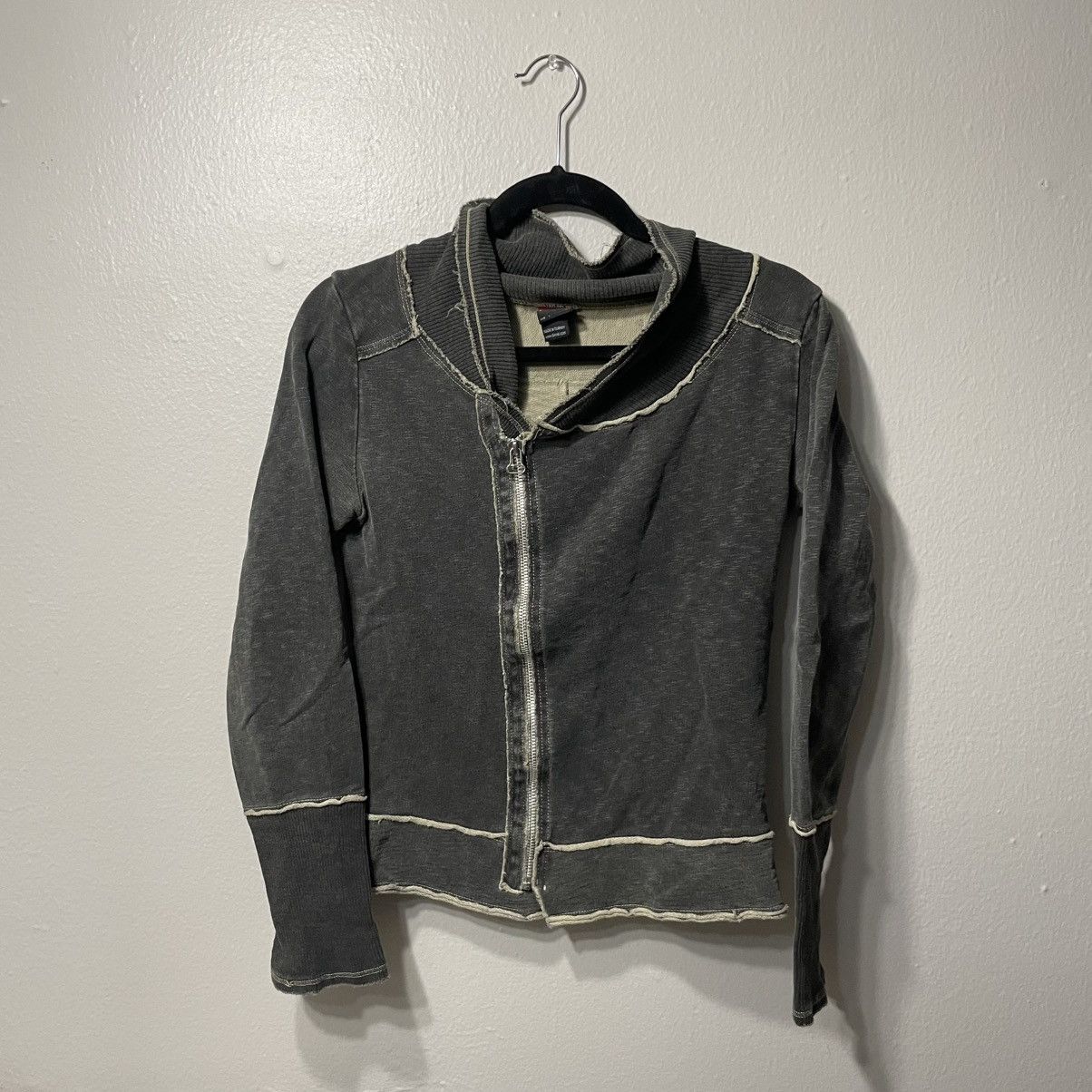 Vintage Diesel Grey Assymetrical Zip Up Cardigan Hoodie