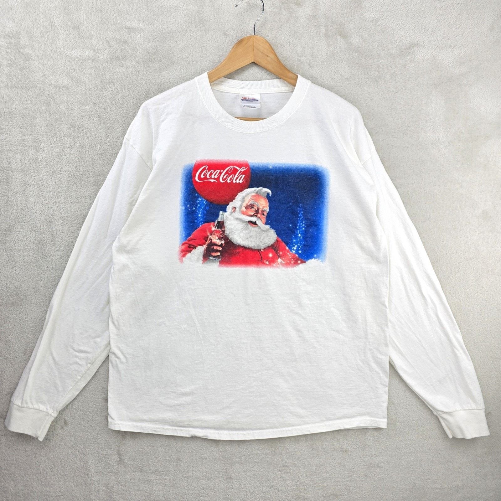 Hanes Vintage Coca Cola Santa Claus Shirt XL White Christmas Y2K Size US XL / EU 56 / 4 - 1 Thumbnail