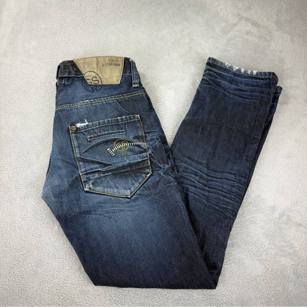 G-Star G-Star Raw Men's Size 34x33 3301 Distressed Blue Washed Jea Size US 34 / EU 50 - 1 Thumbnail