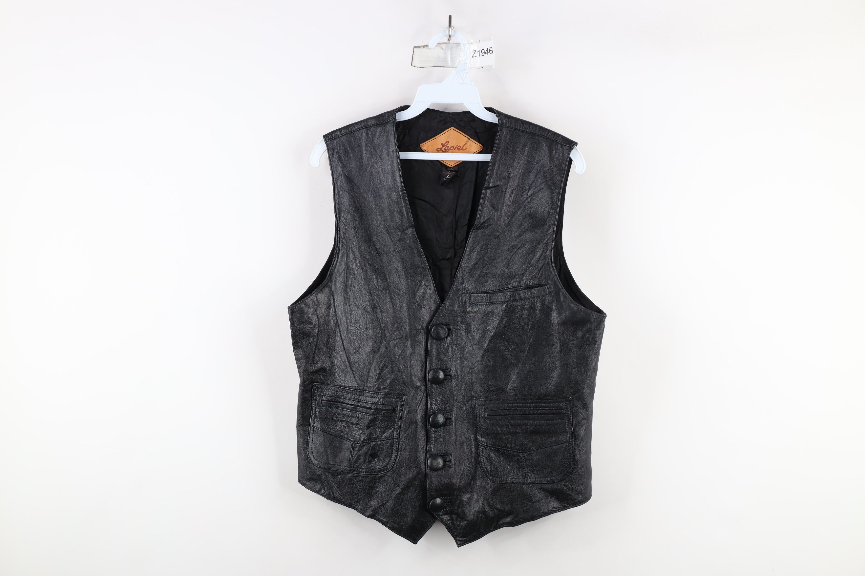 Vintage Vintage 60s 70s Streetwear Leather Button Vest Jacket Black Size US XL / EU 56 / 4 - 1 Thumbnail