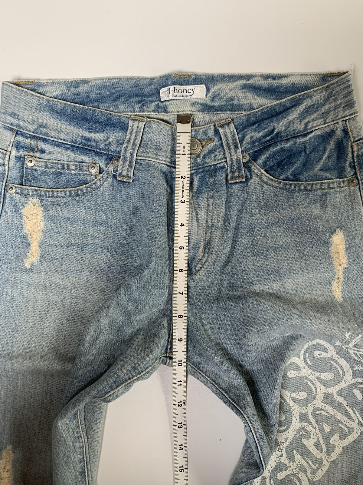 Japanese Brand × Vintage 00s J-honey cross star distressed denim Size US 31 - 16 Thumbnail