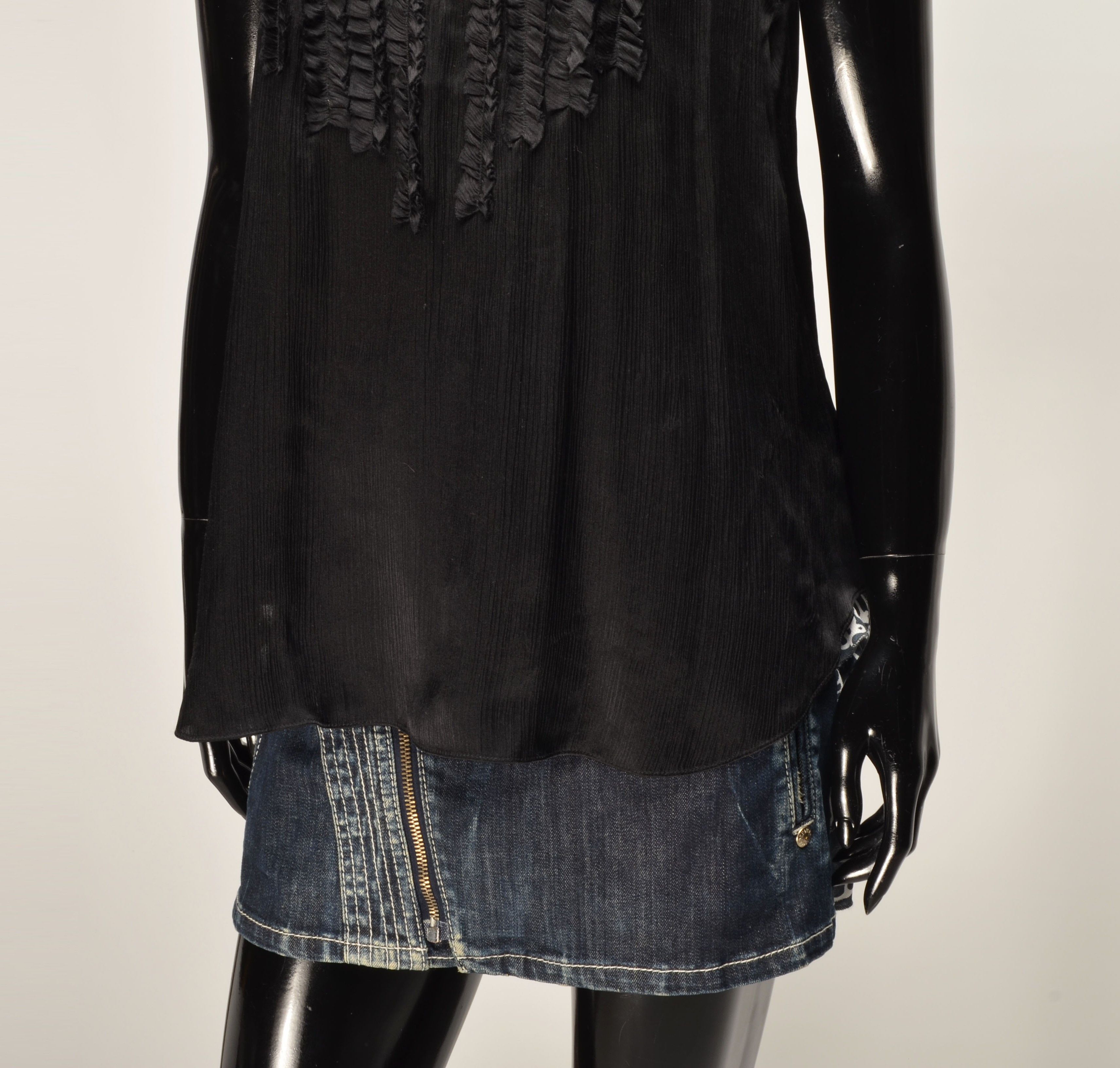 L'AGENCE Lagence Black 100% Silk Ruffle Sleeveless Top Blouse Size S / US 4 / IT 40 - 3 Thumbnail