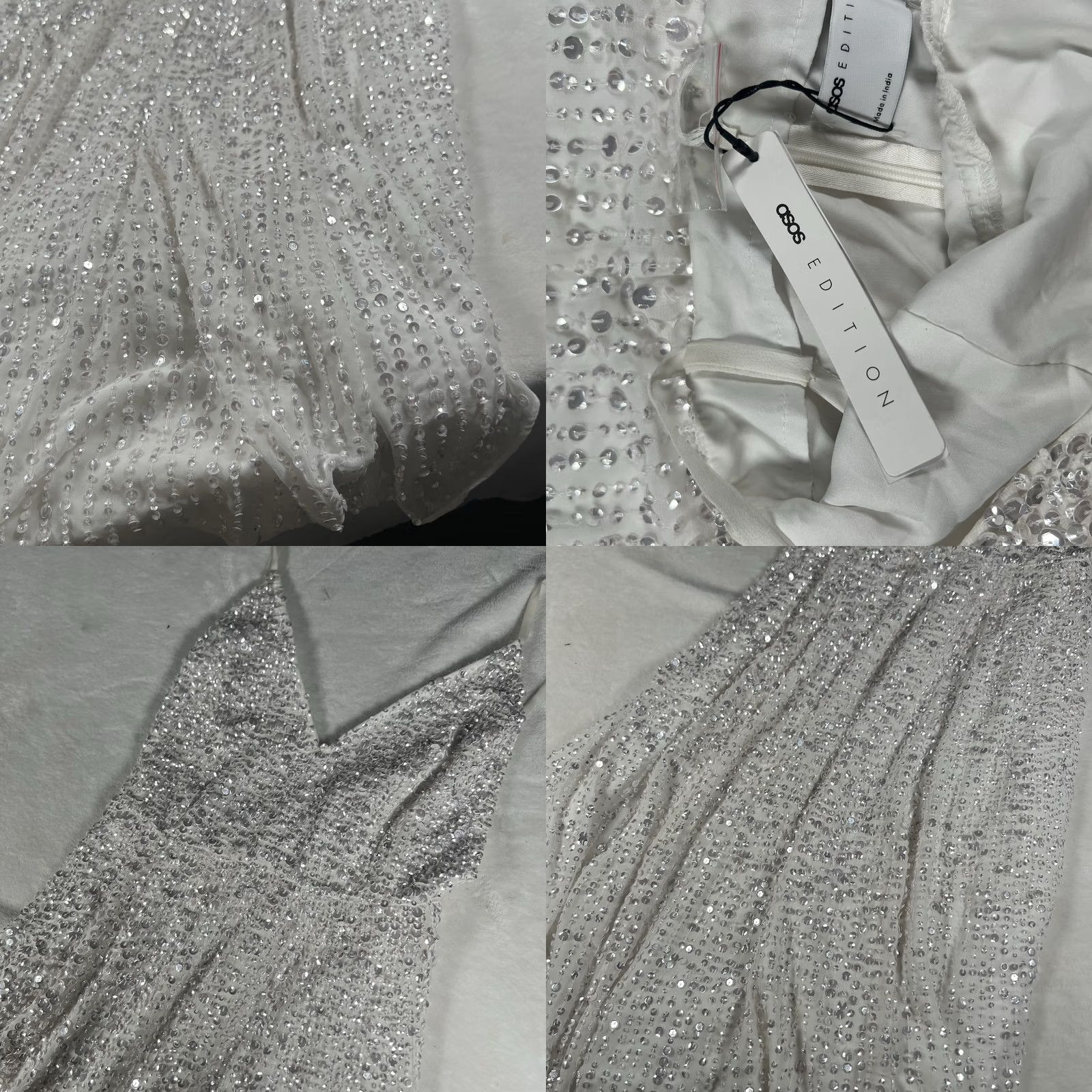 Vintage VINTAGE ASOS EDITION Eva Embellished Cami Midi Wedding Dress in Ivory Size 2 Bridal Size ONE SIZE - 9 Thumbnail