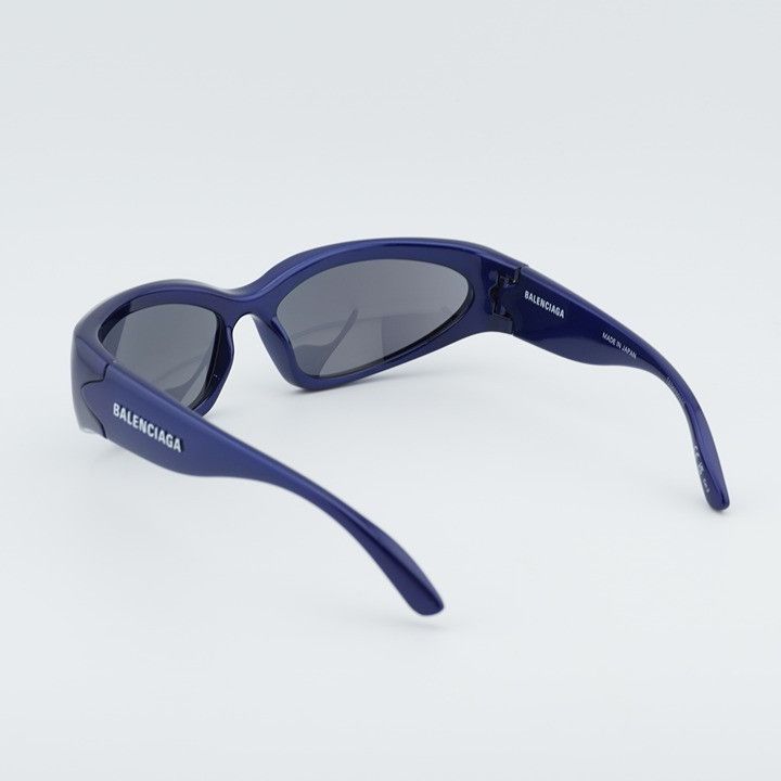 Balenciaga Balenciaga BB0157S 009 Sport Sunglasses Blue Geometric Frame Size ONE SIZE - 4 Thumbnail