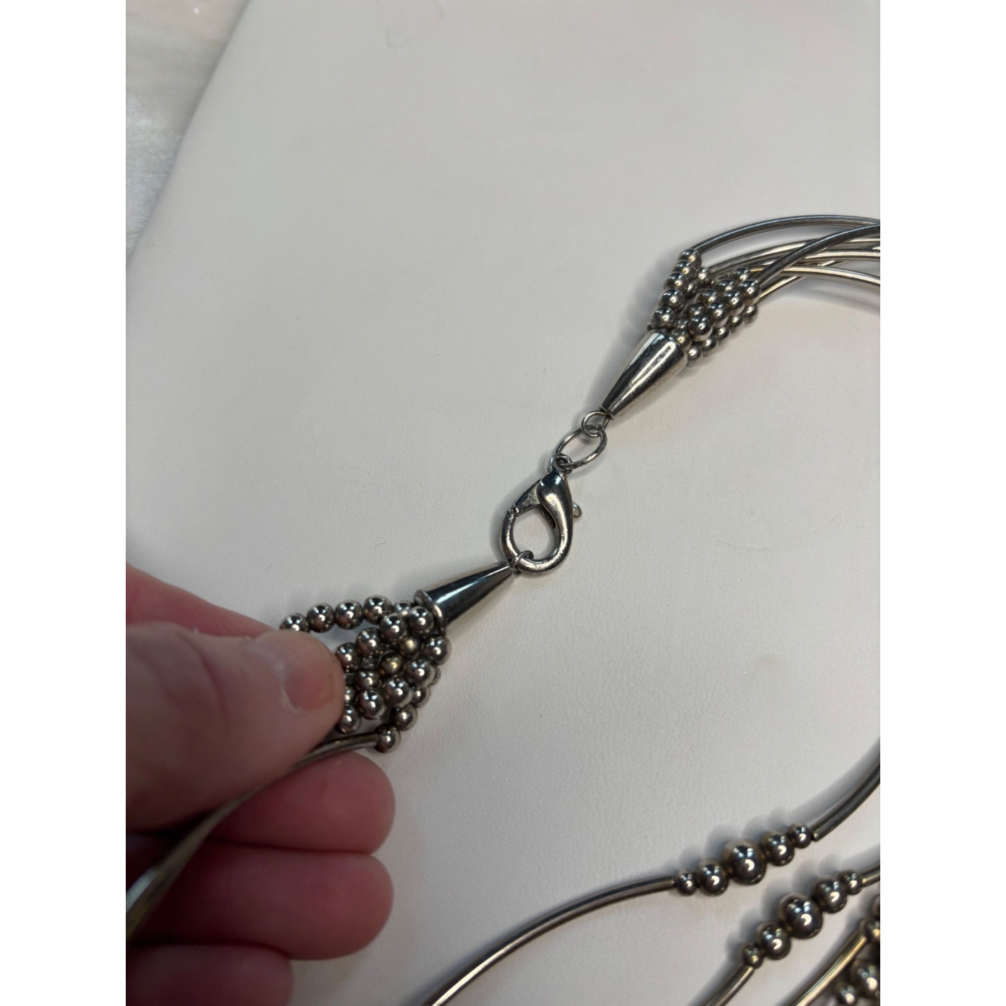 Other Twisted Multi-Strand Silver Beaded Necklace With Lobster Cla Size ONE SIZE - 8 Thumbnail