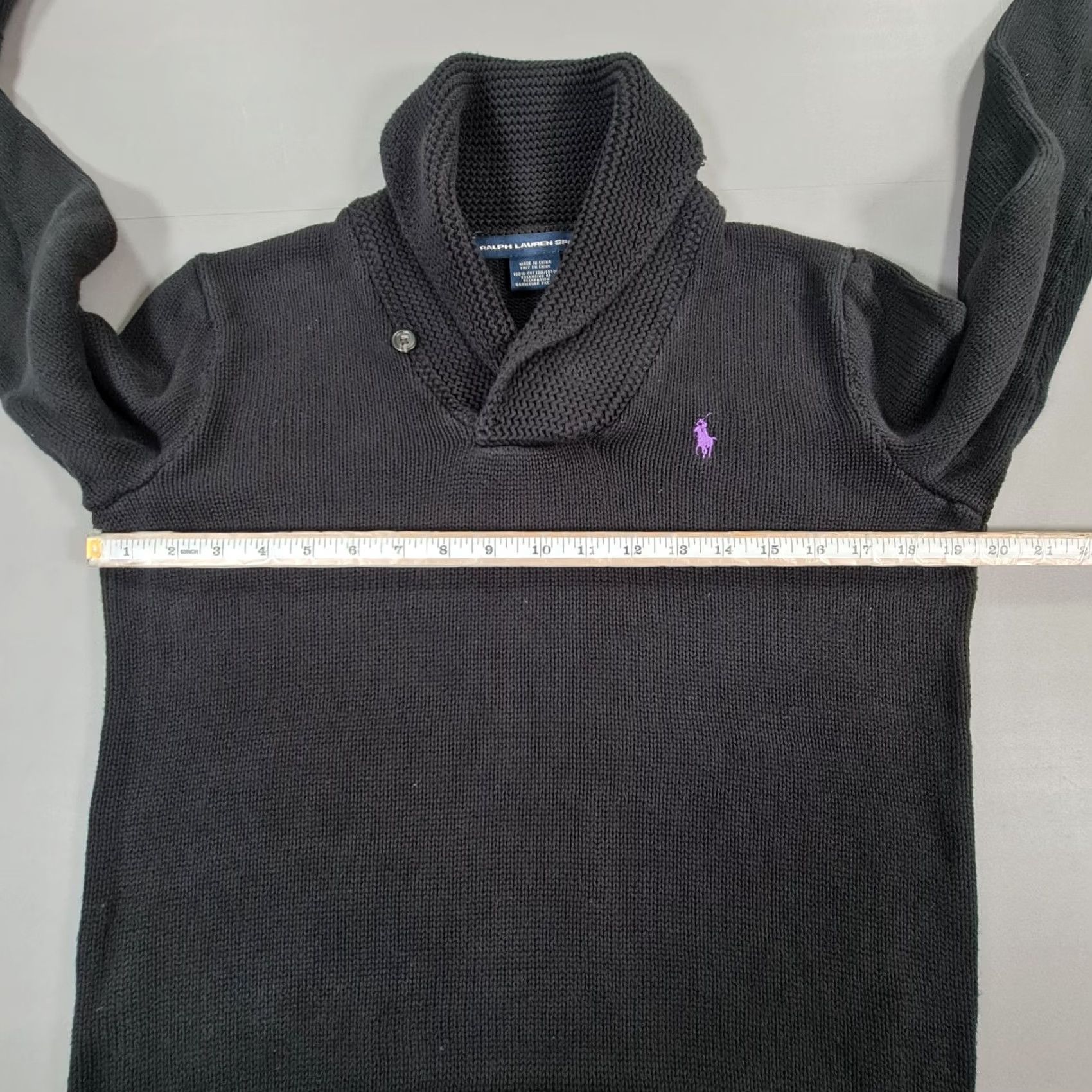 Polo Ralph Lauren Polo Ralph Lauren Jumper Womens Shawl Neck Black Large 100% Cotton Pullover Knit Embroidered Logo Wool? Size L / US 10 / IT 46 - 7 Thumbnail
