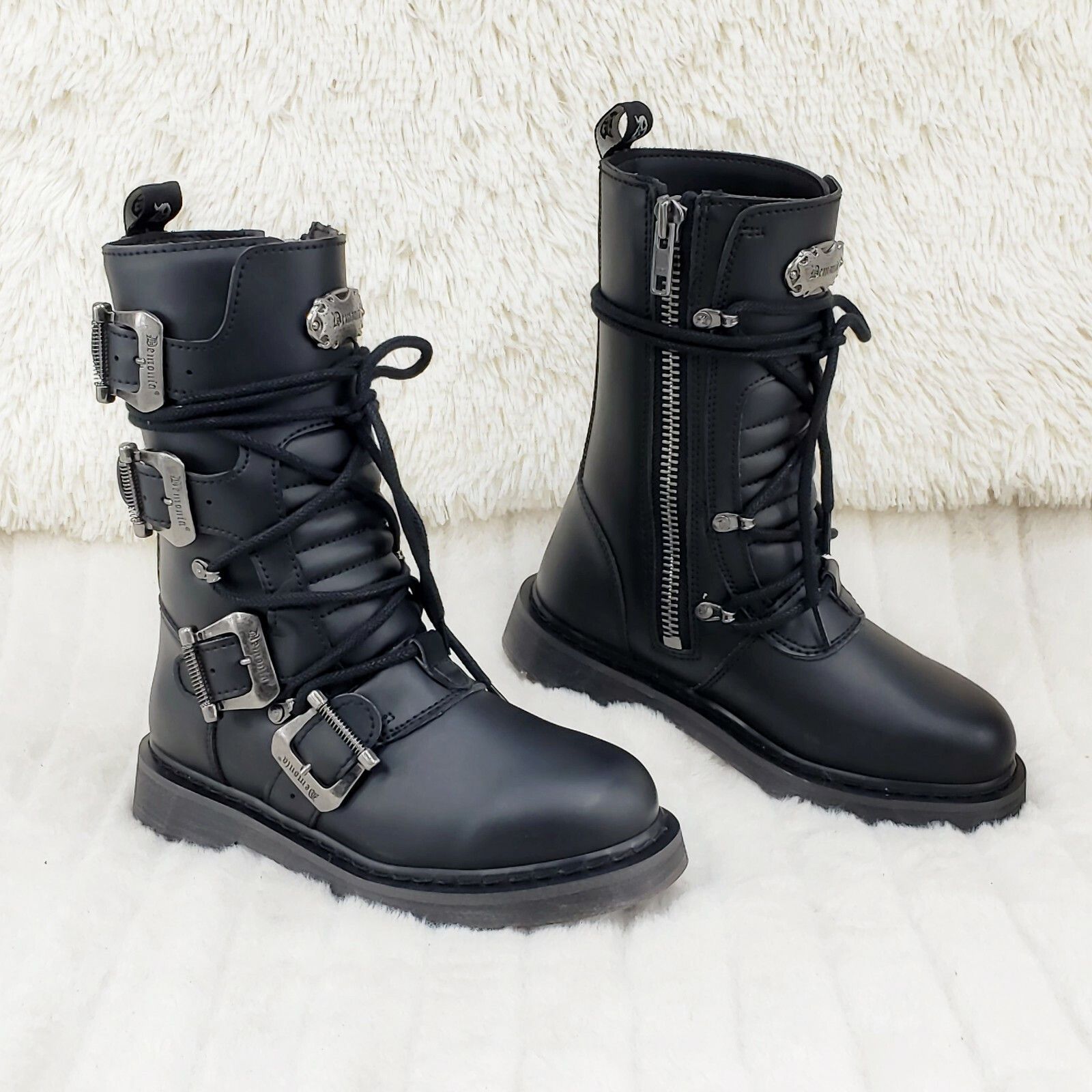 Other DEMONIA Bolt 265 Goth Combat Biker Ankle Boots Black Matte M Size US 13 / EU 46 - 1 Thumbnail