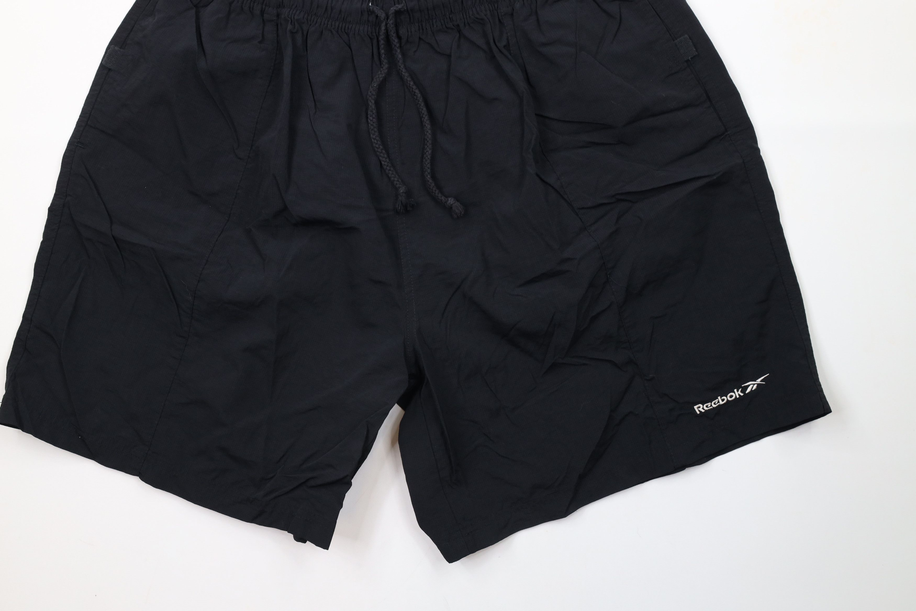 Reebok × Vintage Vintage 90s Reebok Spell Out Above Knee Shorts Black Nylon Size US 38 / EU 54 - 4 Thumbnail