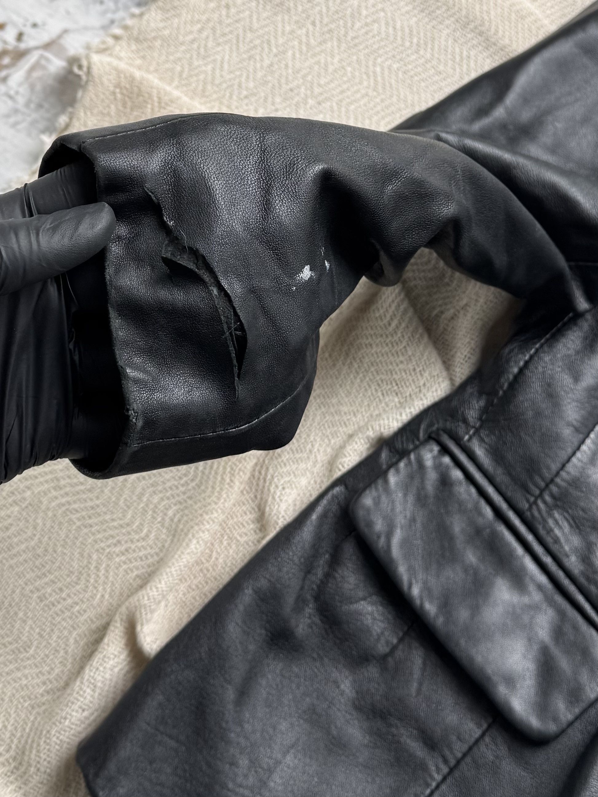 Vintage Vintage Leather Blazer Jacket Button Front Tailored Classic Size M / US 6-8 / IT 42-44 - 3 Thumbnail