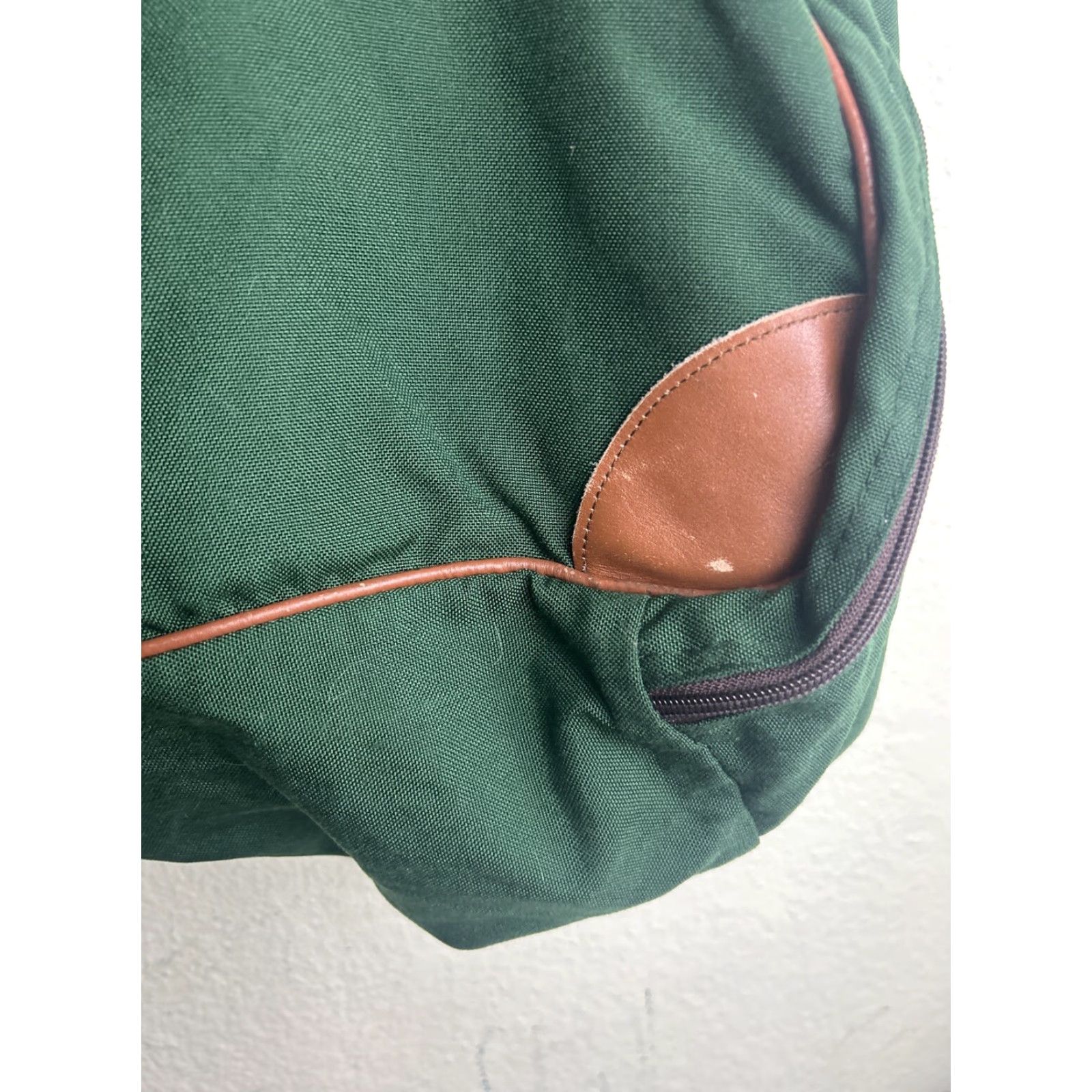 Vintage VINTAGE L.L. Bean Bag Duffel Travel Carry On 23"x16"x7" Green Leather Canvas Maroon Brass Hardware Womens Men’s Travel Bag Size ONE SIZE - 5 Thumbnail