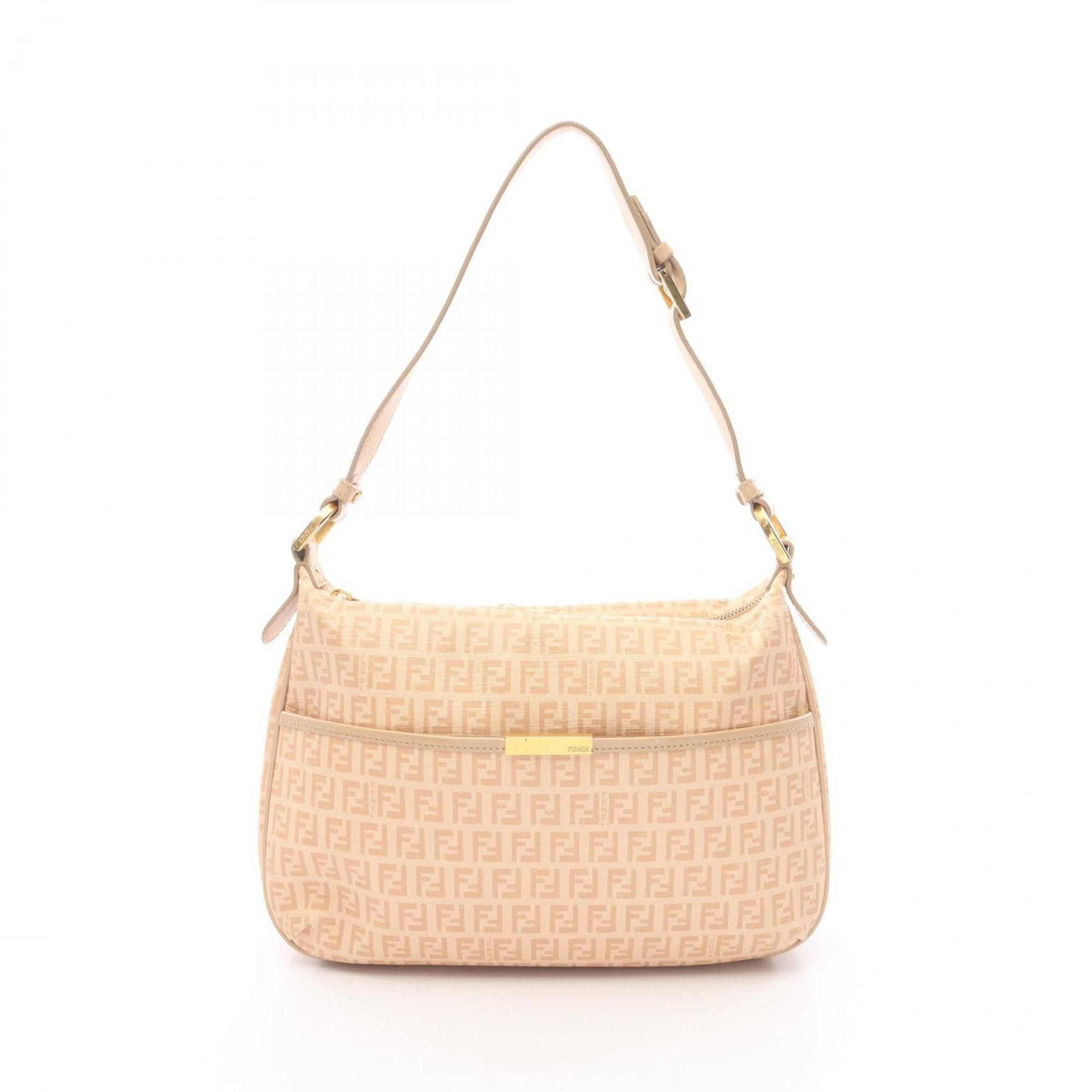 Fendi Fendi Zucchino Shoulder Bag, Coated Canvas and Leather, Women's, Beige, 8BT206 Size ONE SIZE - 1 Thumbnail
