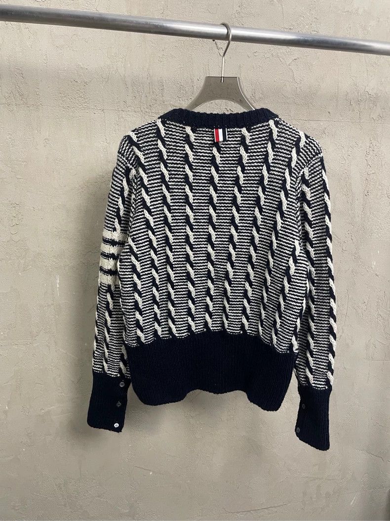 Thom Browne Thom Browne Four-striped dark blue striped wool sweater 250 Size US S / EU 44-46 / 1 - 2 Thumbnail