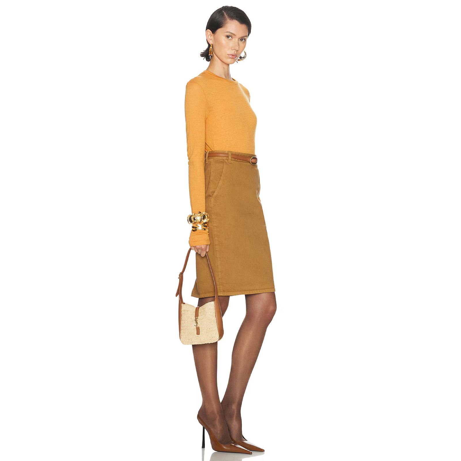 Yves Saint Laurent Saint Laurent Baby Le 5 A 7 Raffia YSL Hobo Bucket Bag Size ONE SIZE - 3 Thumbnail