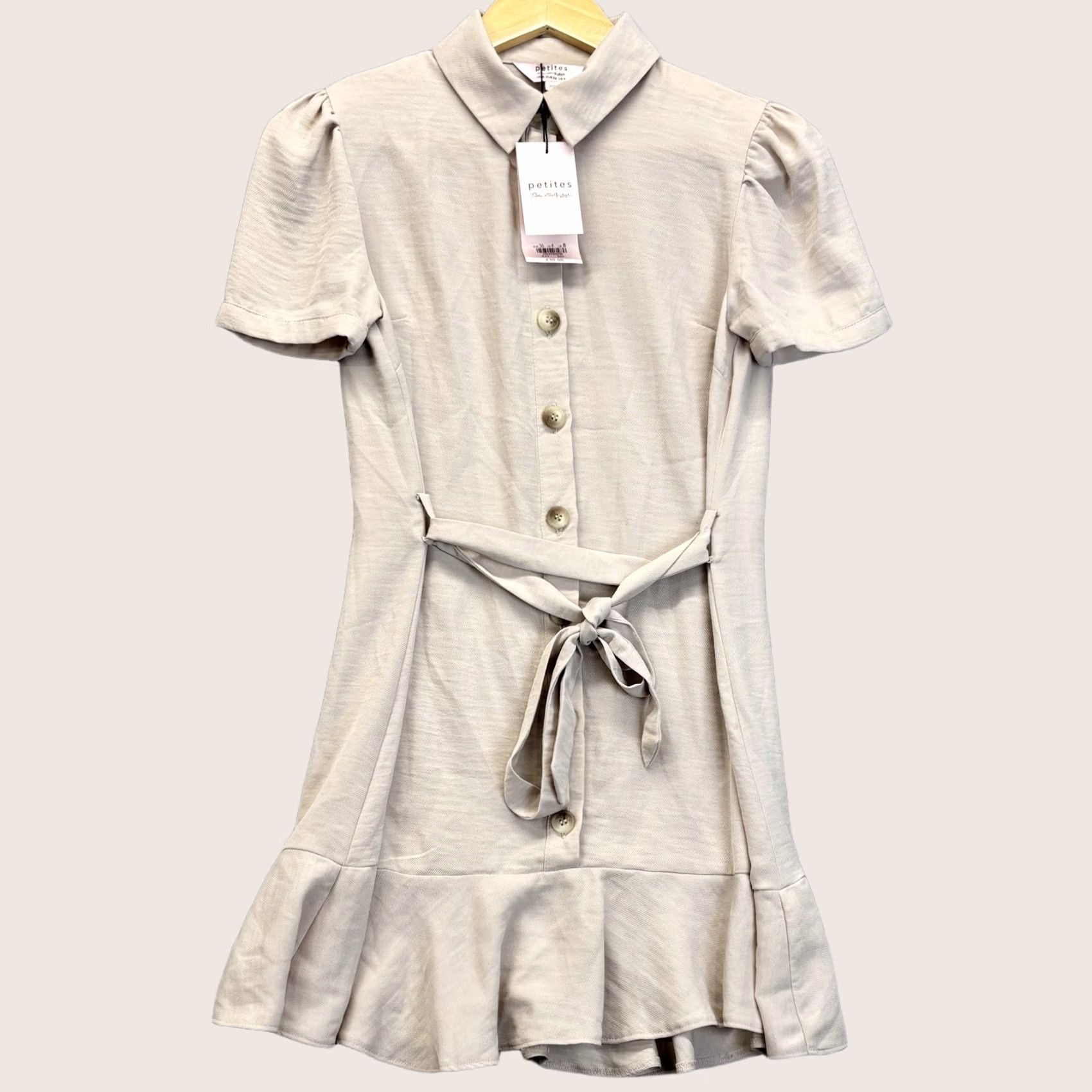 Vintage Miss Selfridge Petites Shirt Dress Beige UK8 Women’s Tie Belted New BNWT Shirt Dress Women’s Short Sleeve Collared Belted 8 Beige BNWT Size M / US 6-8 / IT 42-44 - 1 Thumbnail