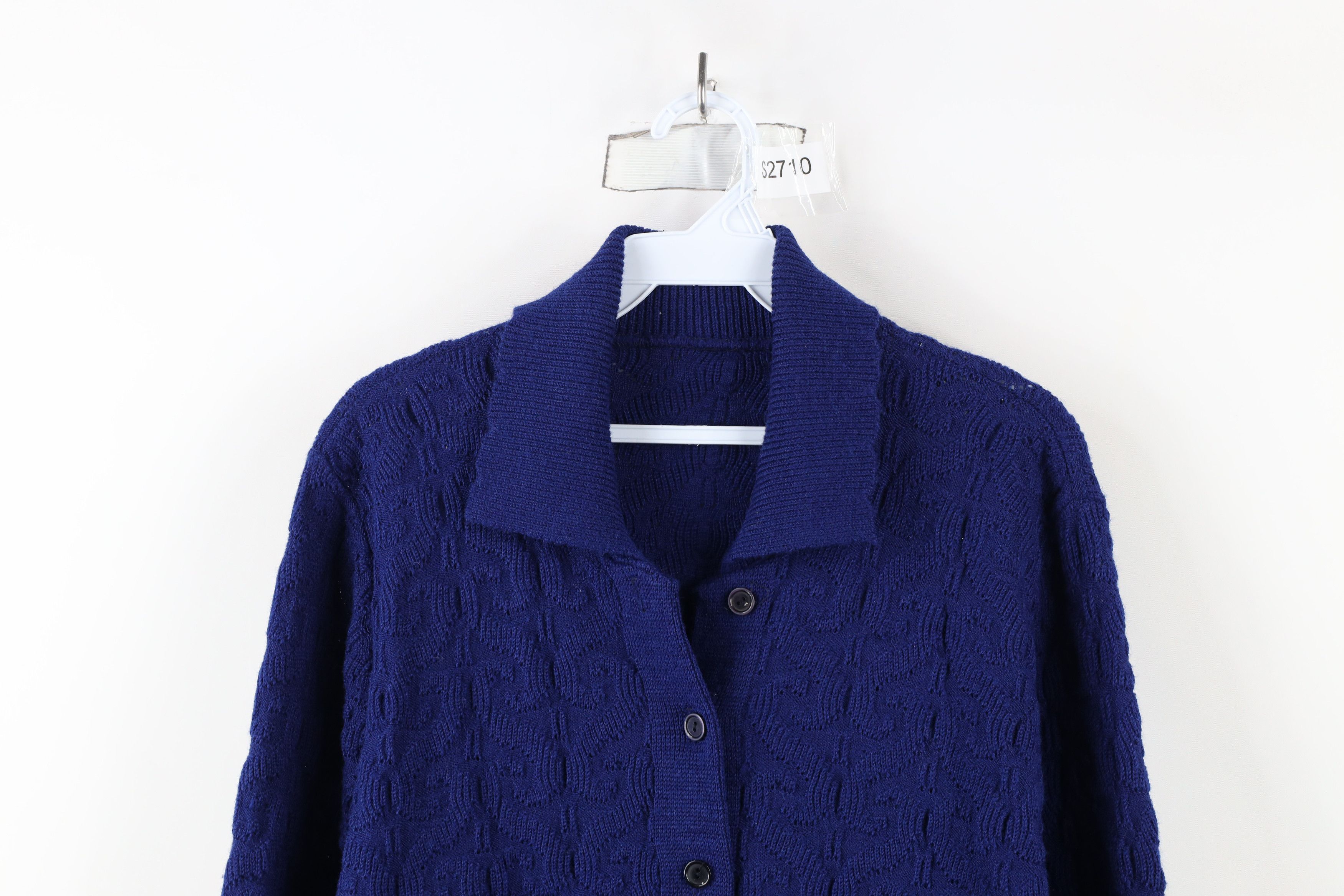 Vintage Vintage 70s Streetwear Geometric Collared Cardigan Sweater Size M / US 6-8 / IT 42-44 - 2 Thumbnail