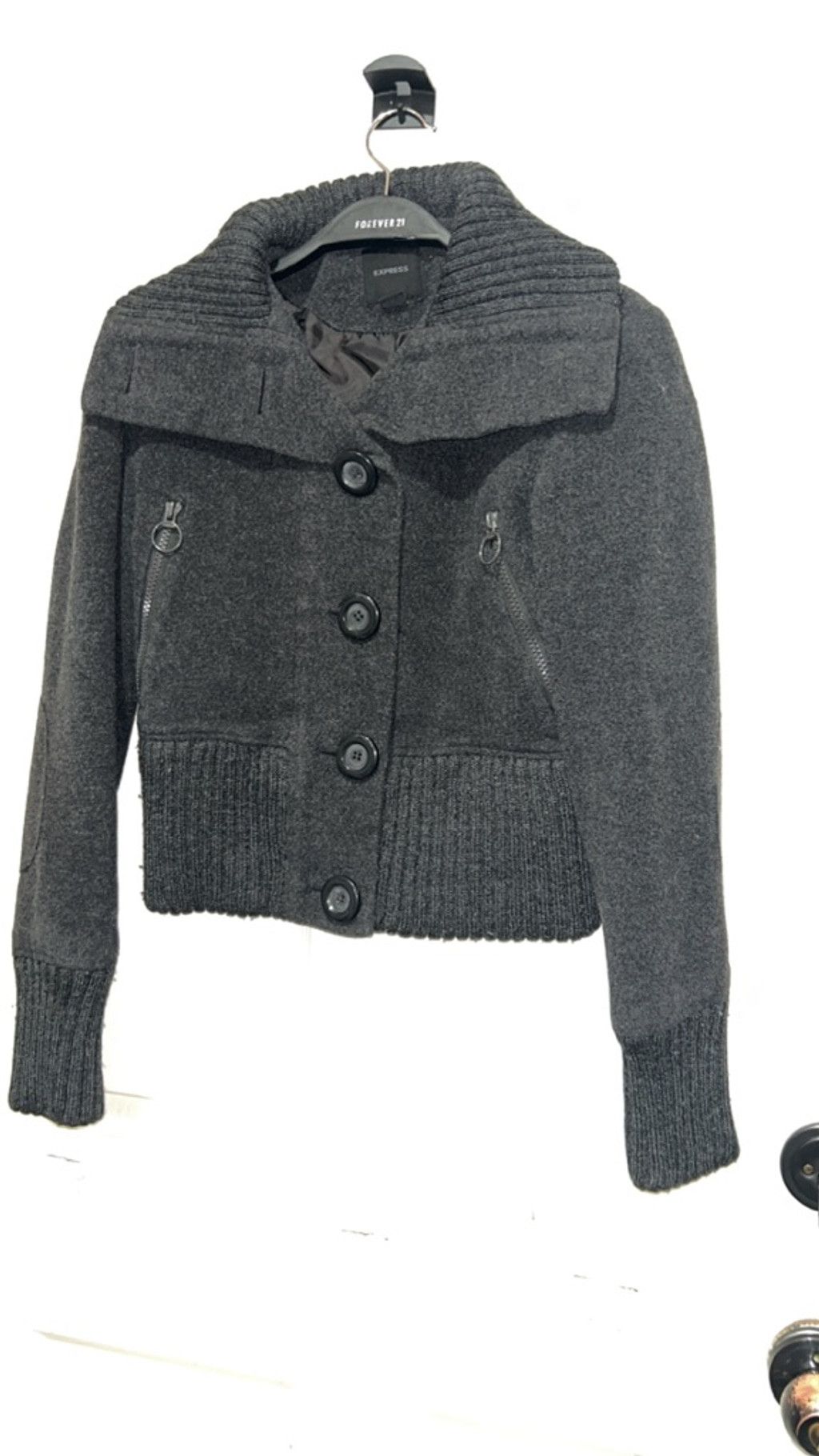 Express Women's Express Charcoal Gray Pea Coat XS Size XS / US 0-2 / IT 36-38 - 2 Thumbnail