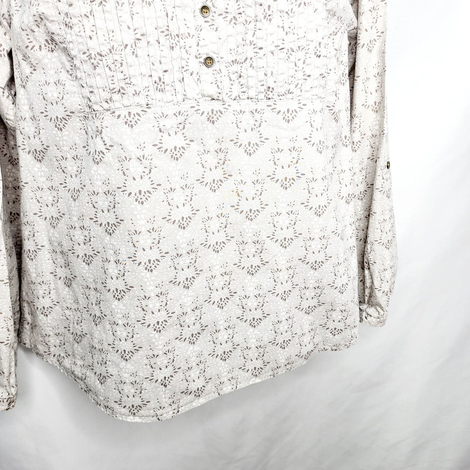 Other Bit & Brindle V Neck Cotton Pleated Front Shirt Size L / US 10 / IT 46 - 10 Thumbnail