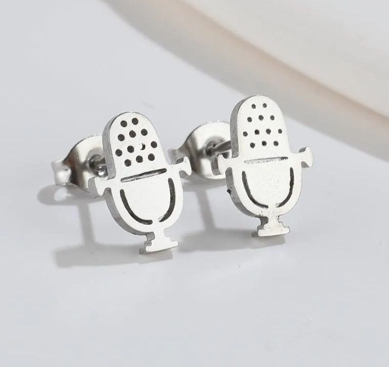 Jewelry Microphone Stud Earrings Charm Earring Gift Size ONE SIZE - 2 Thumbnail