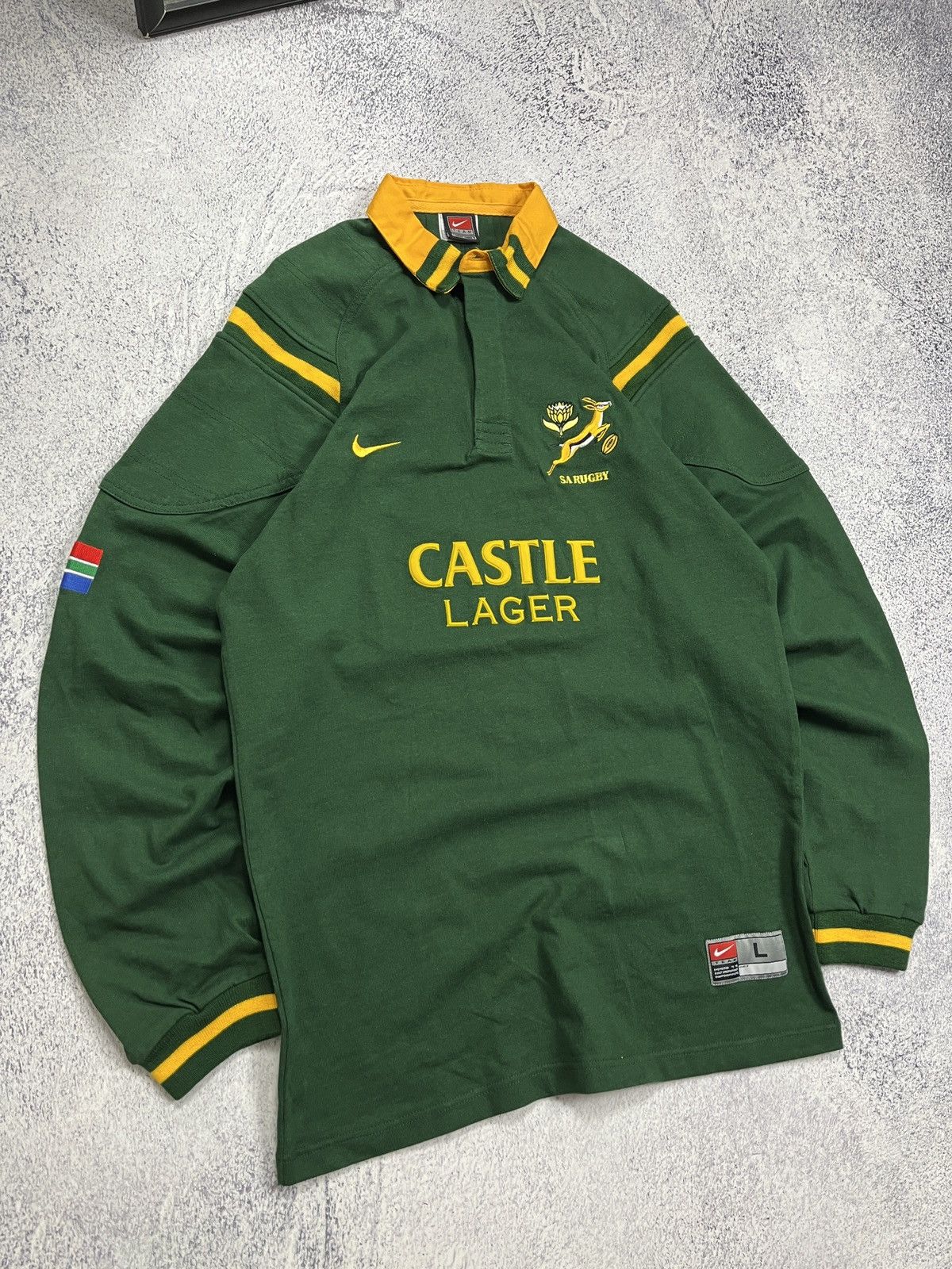 Nike × Vintage Vintage Nike Rugby Shirt Castle Lager South Africa Rugby Size US L / EU 52-54 / 3 - 4 Thumbnail