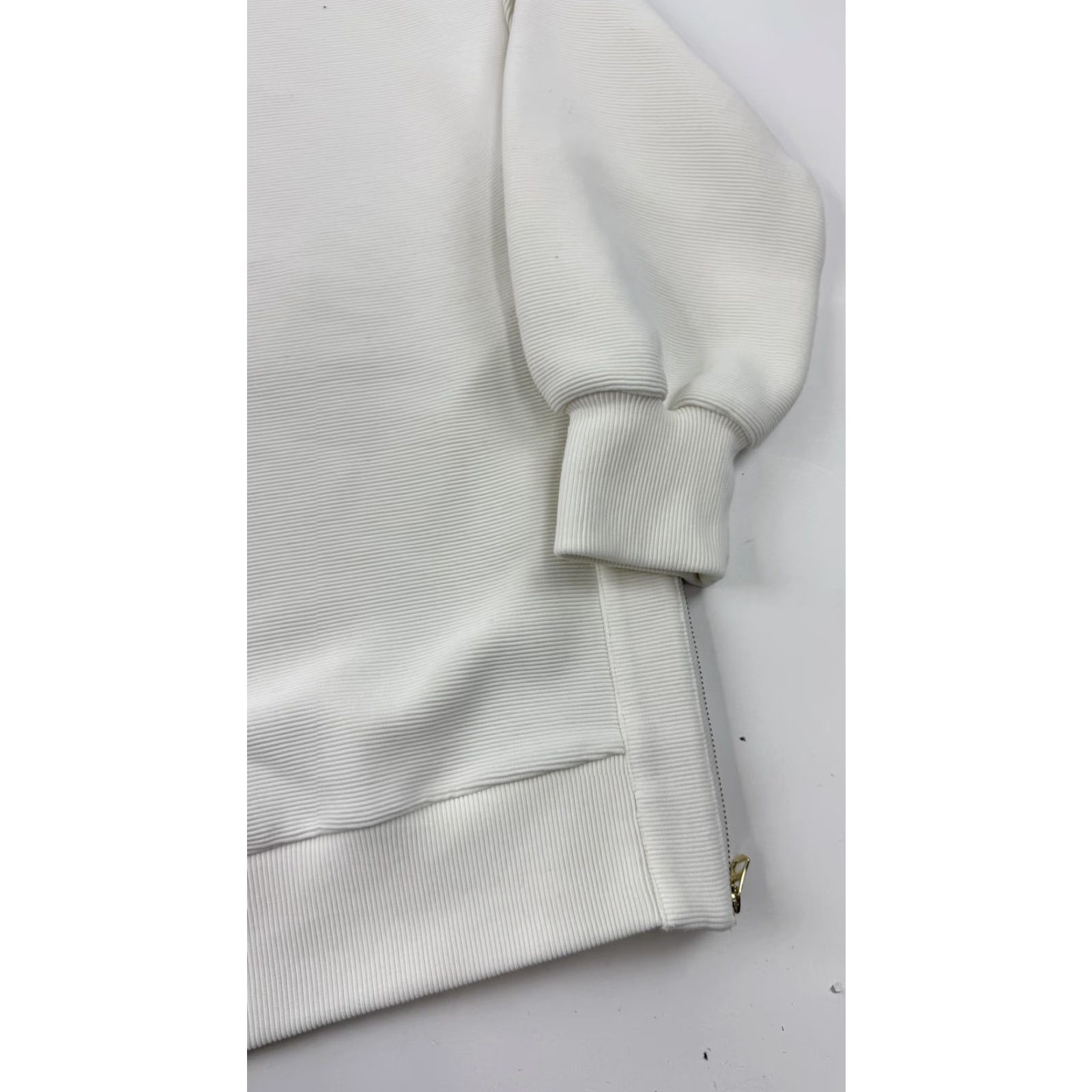 Varley Varley Sweatshirt Womens Medium White Textured Ribbed Side Zip Pullover Crewneck Size M / US 6-8 / IT 42-44 - 6 Thumbnail