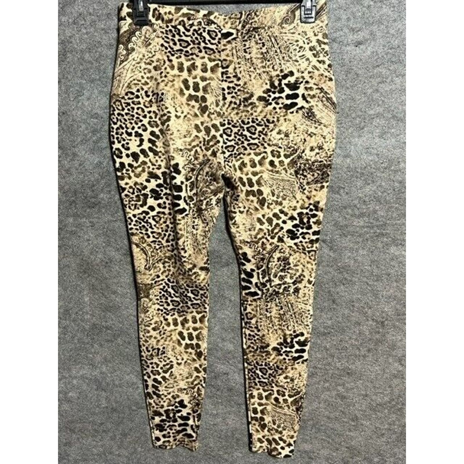 Chicos Chico's Leggings Womens Size 1 Brown Leopard Print Ponte Size 29" - 2 Thumbnail