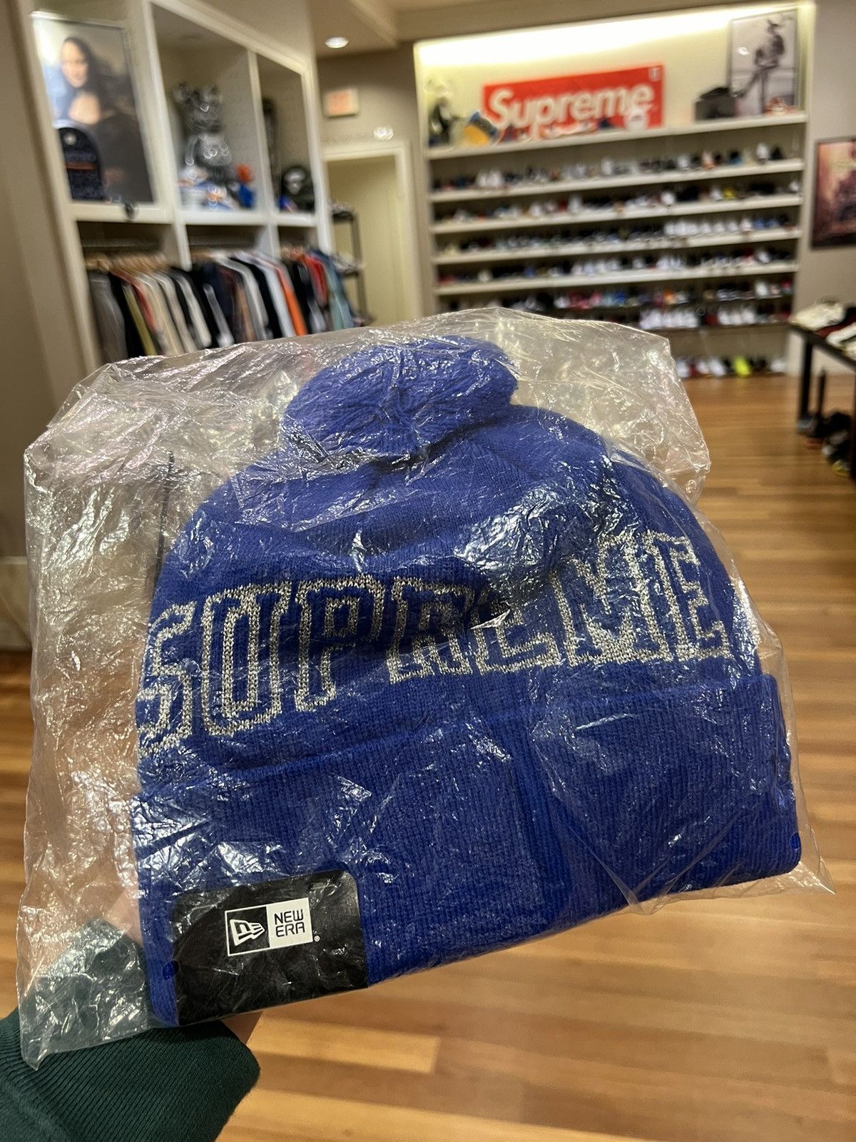 New Era × Supreme Supreme new era metallic logo beanie blue Size ONE SIZE - 1 Thumbnail
