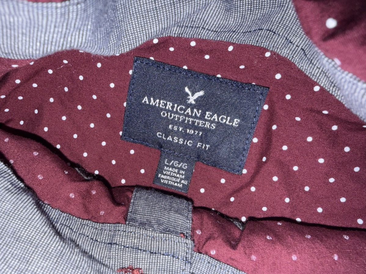American Eagle Outfitters American Eagle Button Down Shirt Burgundy Polka Dot Red Sz L Size US L / EU 52-54 / 3 - 2 Thumbnail