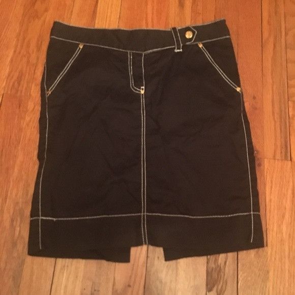 Other Vintage LaRok Black linen white stitched pencil skirt Size 30" / US 8 / IT 44 - 2 Thumbnail