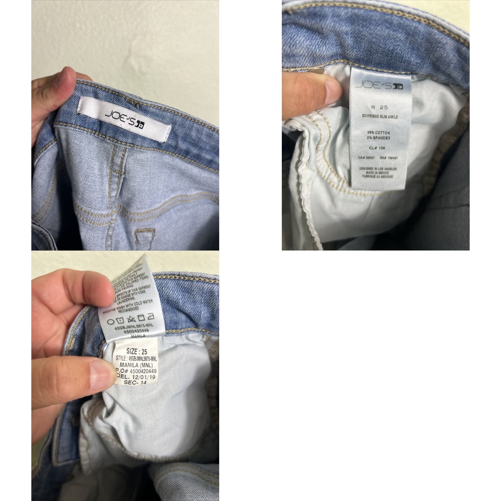 Vintage joes jeans Womens Slim Ankle 25 Light Wash Distressed Jeans 25x29 Womens Size 42" / US 20 - 9 Thumbnail