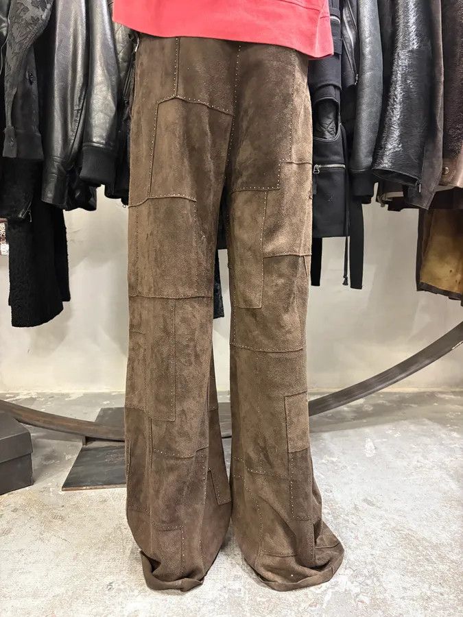 Fendi 2000s Fendi Khaki Suede Leather Studded Patchwork Pants Size US 31 - 4 Thumbnail