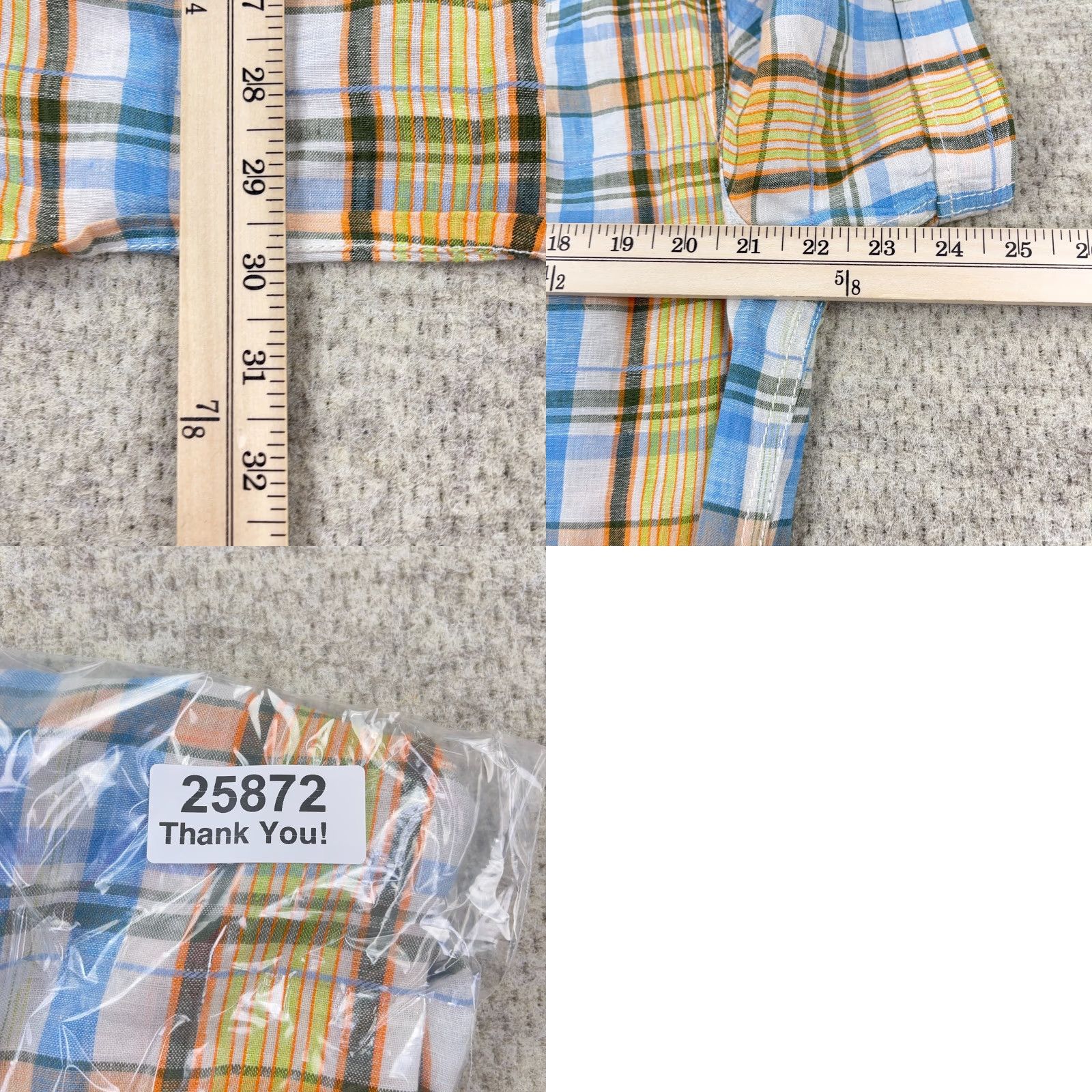 Tommy Bahama Tommy Bahama Shirt Men Medium Blue Orange Plaid Linen Button Up Camp Adult Shirt Size US M / EU 48-50 / 2 - 8 Thumbnail