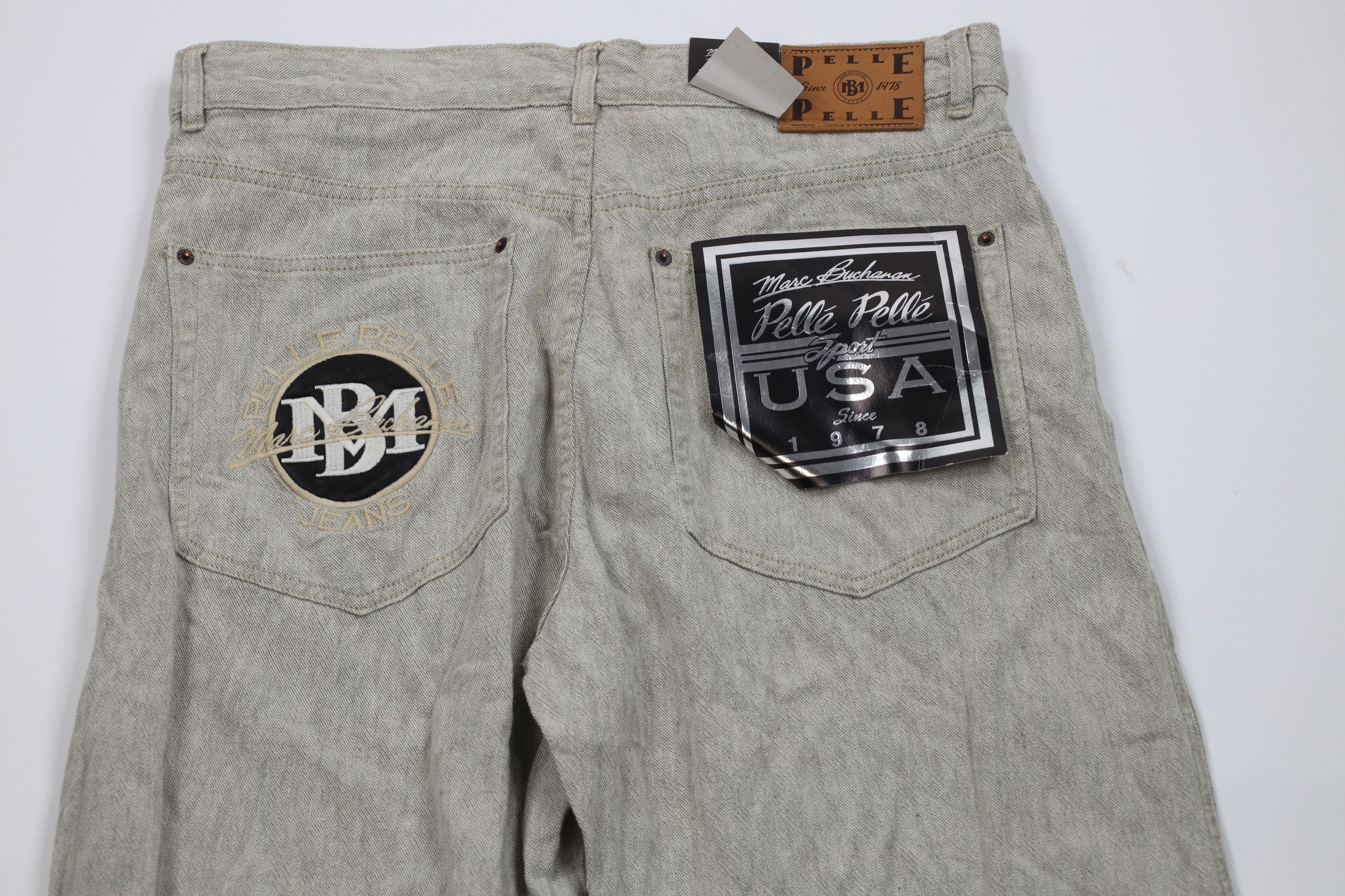 Pelle Pelle Deadstock Vintage 90s Pelle Pelle Wide Leg Jeans Linen Denim Size US 38 / EU 54 - 9 Thumbnail