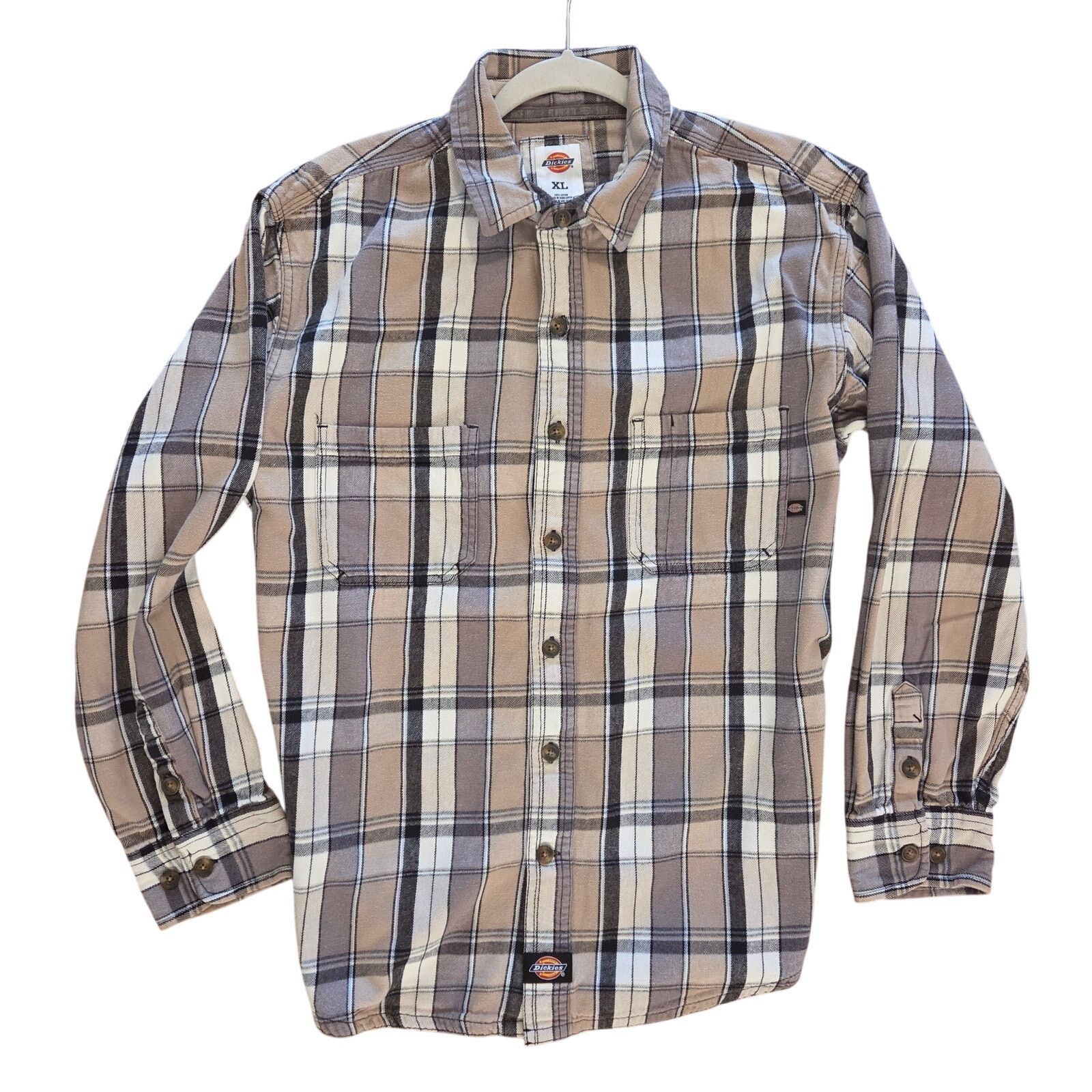 Dickies Dickies XL Tan Plaid Button Up Shirt - Excellent Condition Size US XL / EU 56 / 4 - 1 Thumbnail