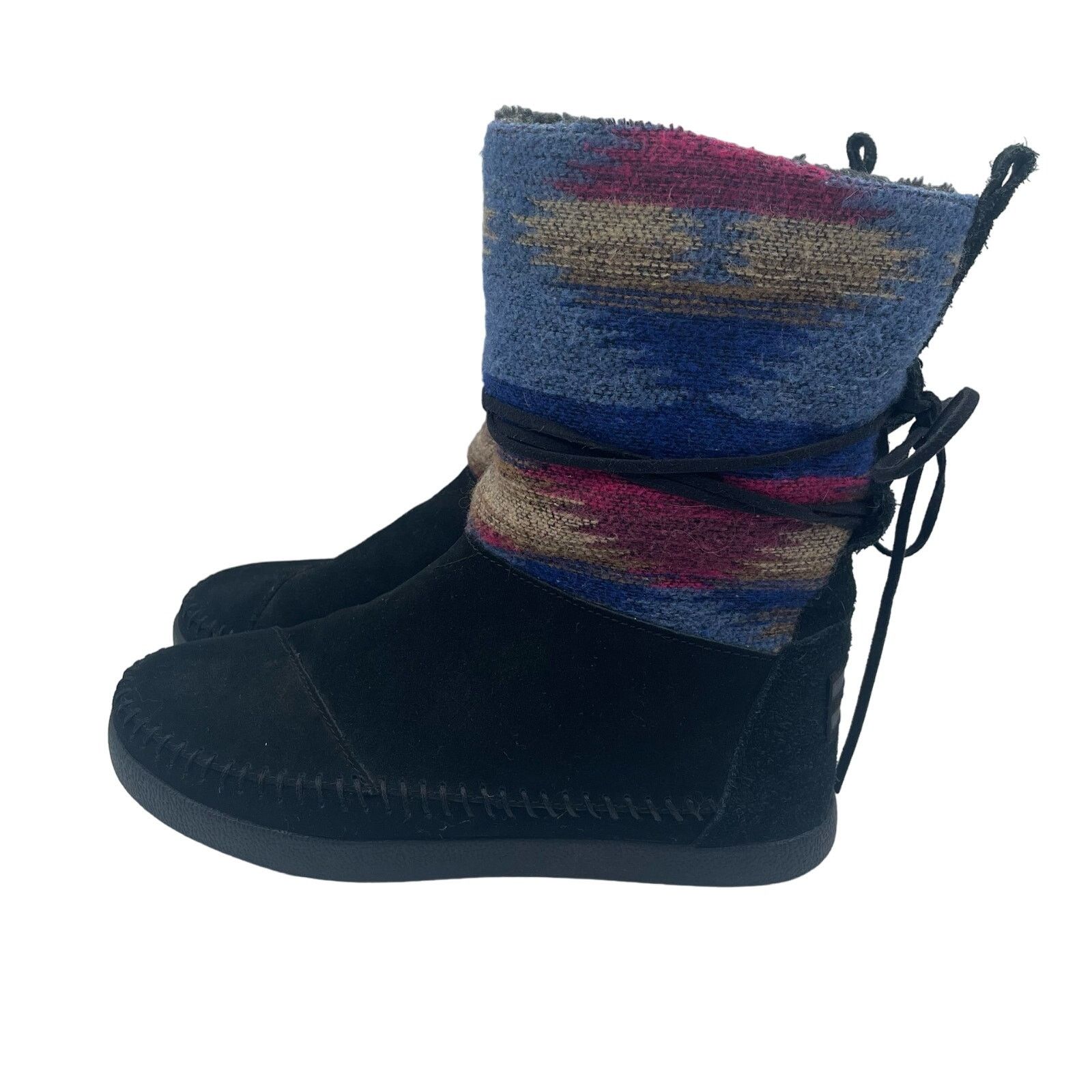 Toms TOMS Nepal Boots Aztec Black Leather Faux Fur Lined Sock 6.5 Size US 6.5 / IT 36.5 - 2 Thumbnail