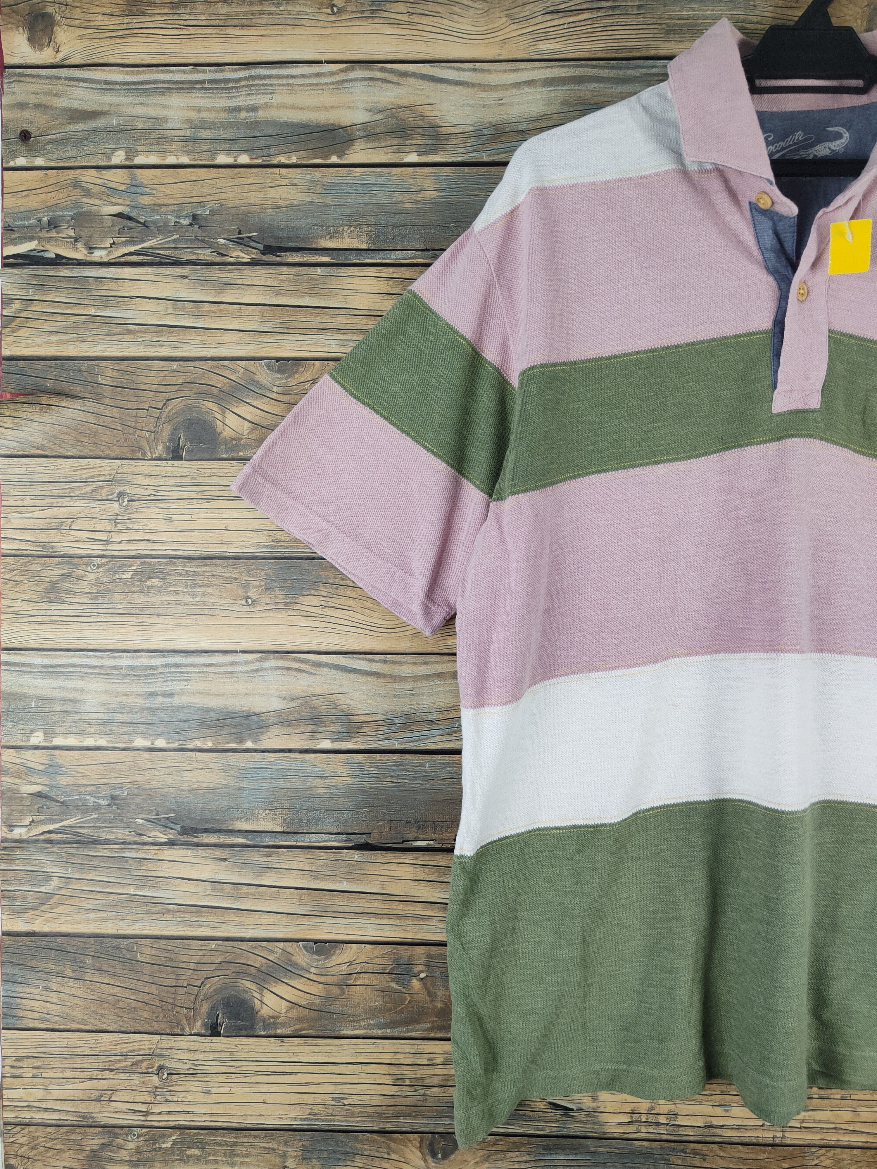 Vintage DL Crocodile Pink Green Stripe Polos #2744 Size US L / EU 52-54 / 3 - 3 Thumbnail