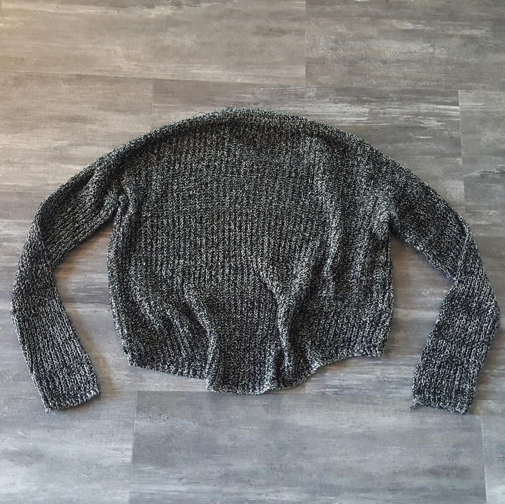 Designer Grey Salt & Pepper Cropped Sweater Long Sleeve Size M / US 6-8 / IT 42-44 - 2 Thumbnail