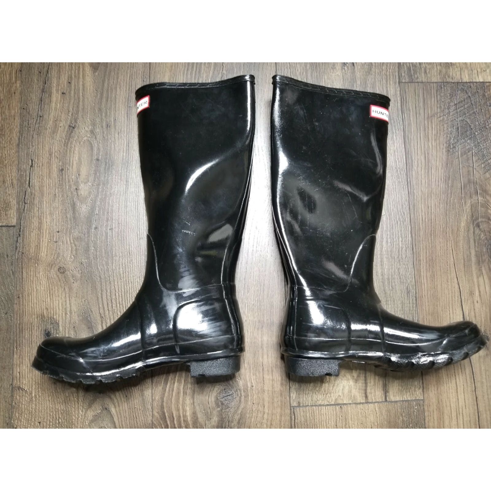 Hunter VINTAGE Hunter Women’s Rain Boot Size 7 Original Tall Black Gloss Classic Logo Size US 7 / IT 37 - 2 Thumbnail