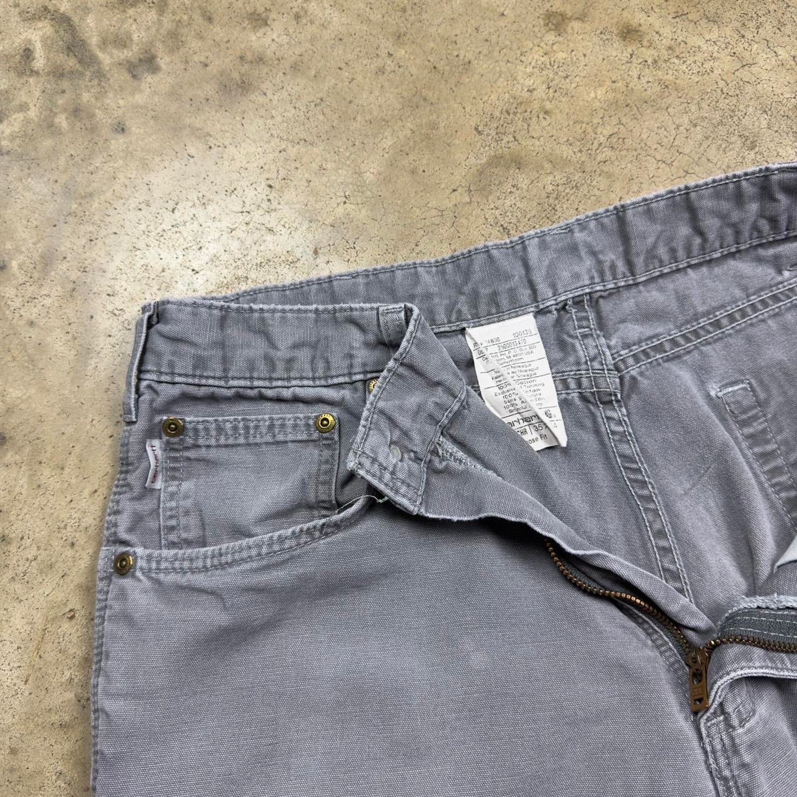 Carhartt Y2K Faded Carhartt Dungaree Stone Gray Distressed Pants Size US 34 / EU 50 - 6 Thumbnail