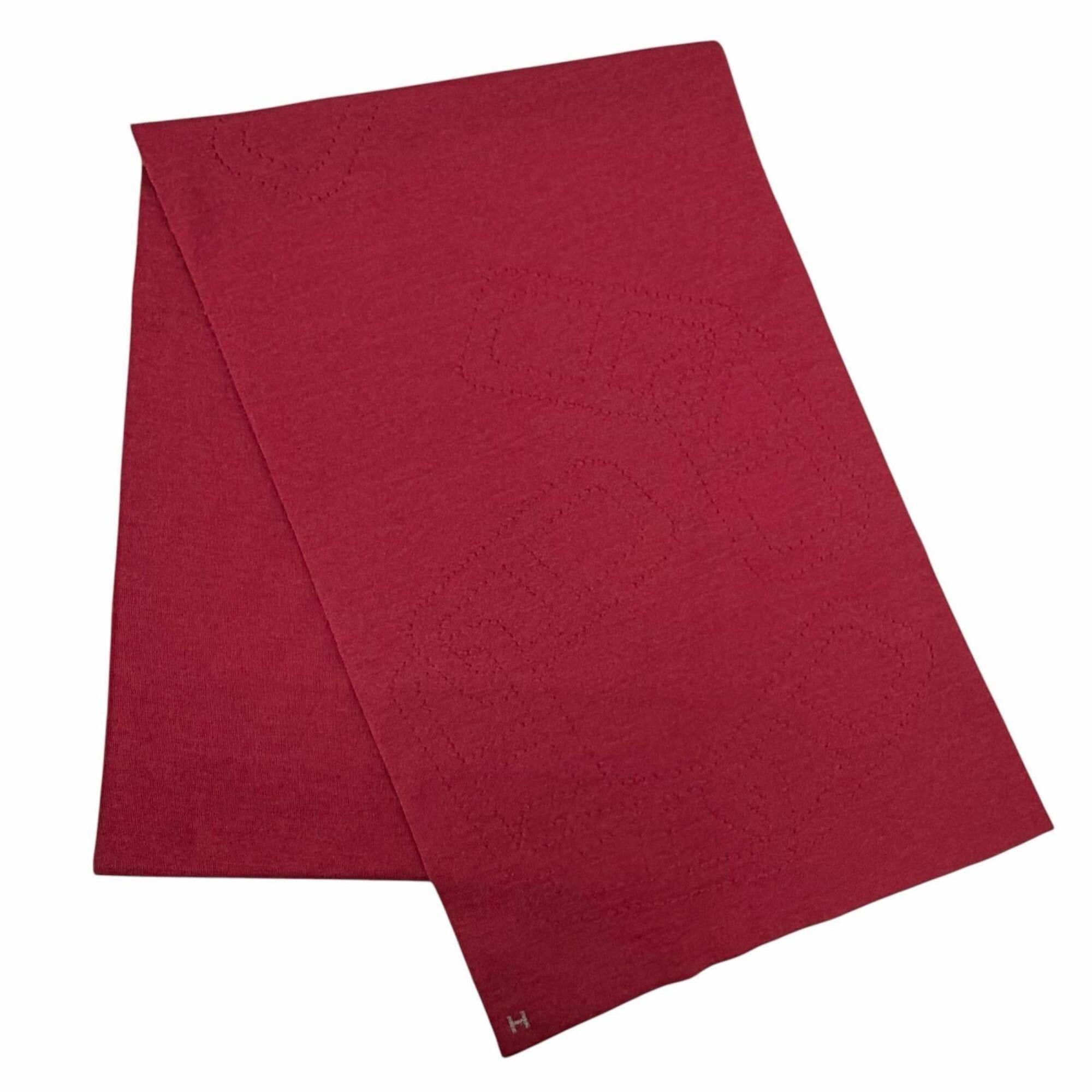 Hermes HERMES Allertour Cashmere Silk Chaine d'Ancre H Logo Reversible Scarf, Bordeaux/Grey, with Box, Made in Italy, Women's Size ONE SIZE - 1 Thumbnail