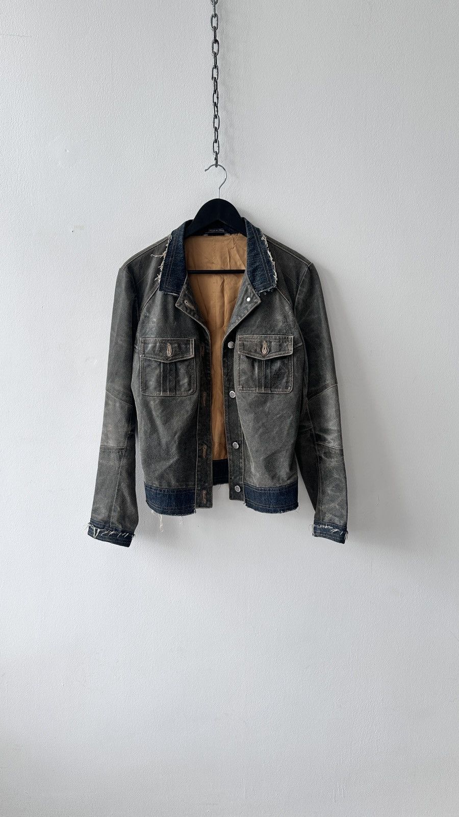 Baldinini Baldinini Italy Distressed Leather Denim Jacket 44 Archive Size M / US 6-8 / IT 42-44 - 3 Thumbnail