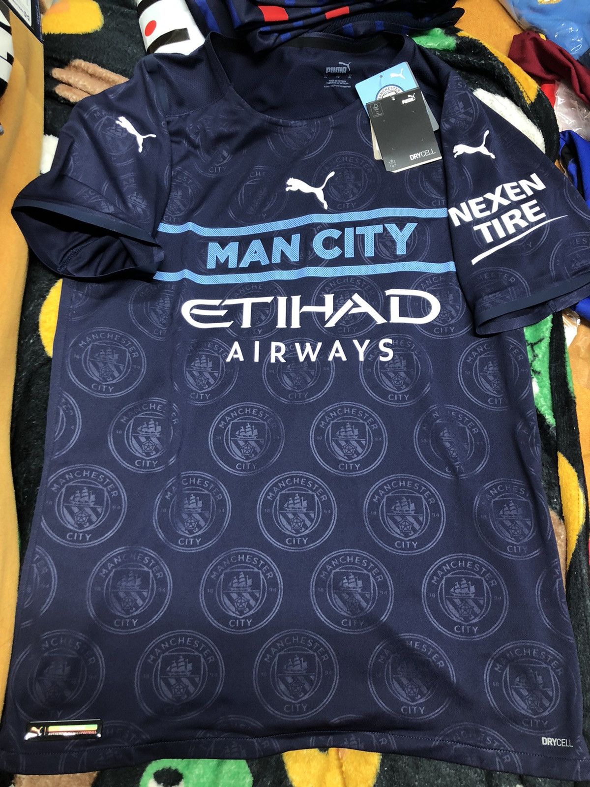 image of Puma x Soccer Jersey Manchester City 21/22 Player Issue Third Away 17 De Bruyne in Navy (Size XL)