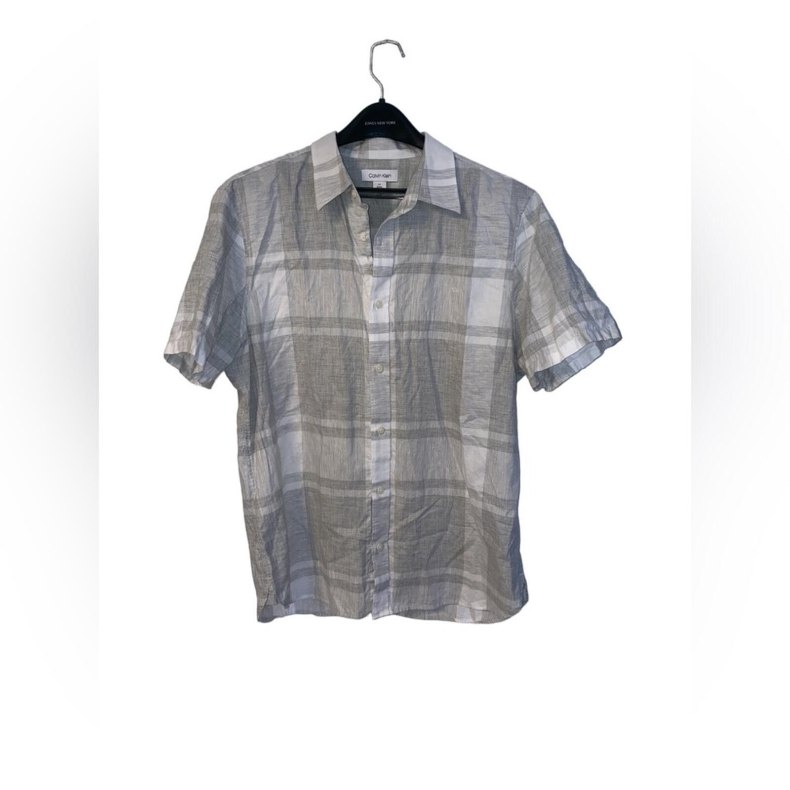 Calvin Klein Calvin Klein Linen Cotton Plaid Short Sleeve Button Down Lrg Size US L / EU 52-54 / 3 - 2 Thumbnail