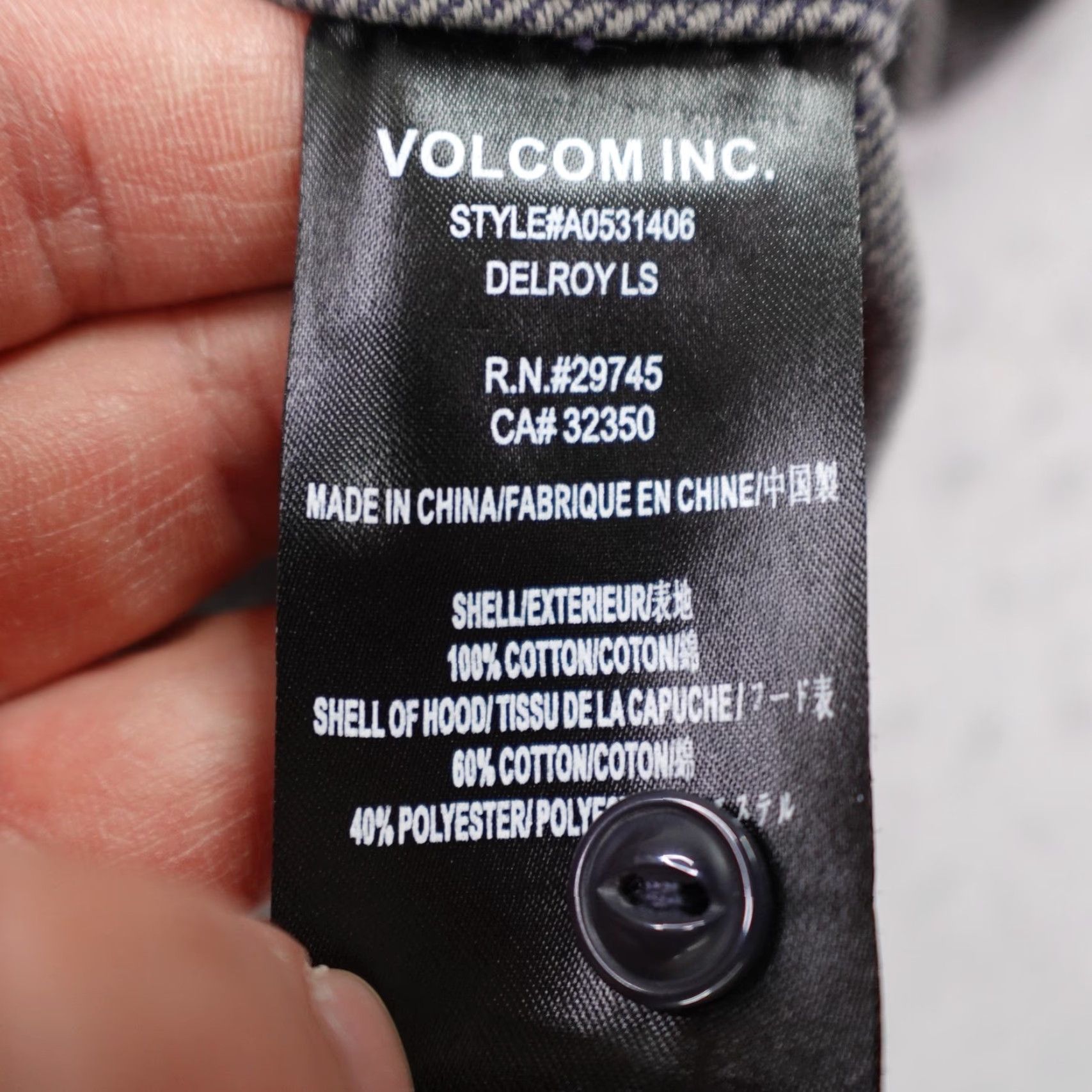Volcom VINTAGE Volcom Jacket Mens Small Gray Delroy Flannel Shacket Elbow Patches Field Snap Up Slim Mid-Length Outdoors Mens Size US S / EU 44-46 / 1 - 5 Thumbnail